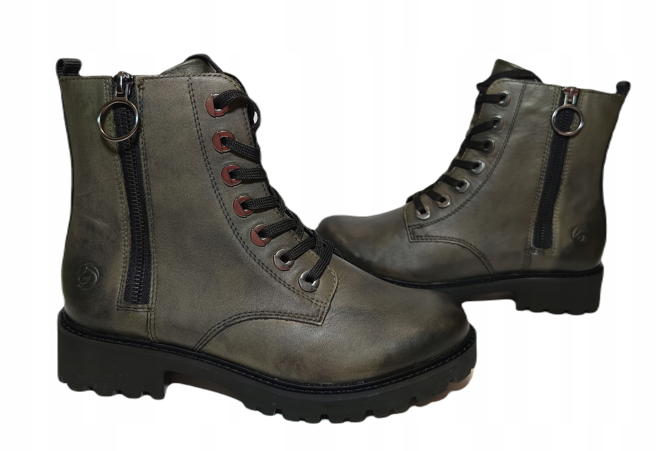 pohodlné dámské kotníkové boty Remonte D8671-52 khaki kůže vel. 40