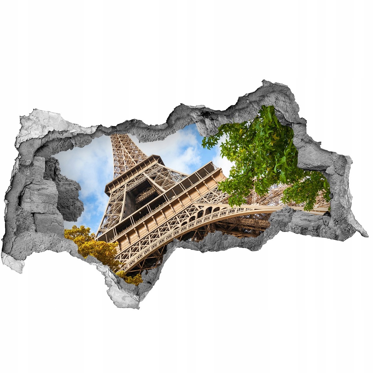 

Fototapeta dziura na ścianę 3d Wieża Eiffla Paryż