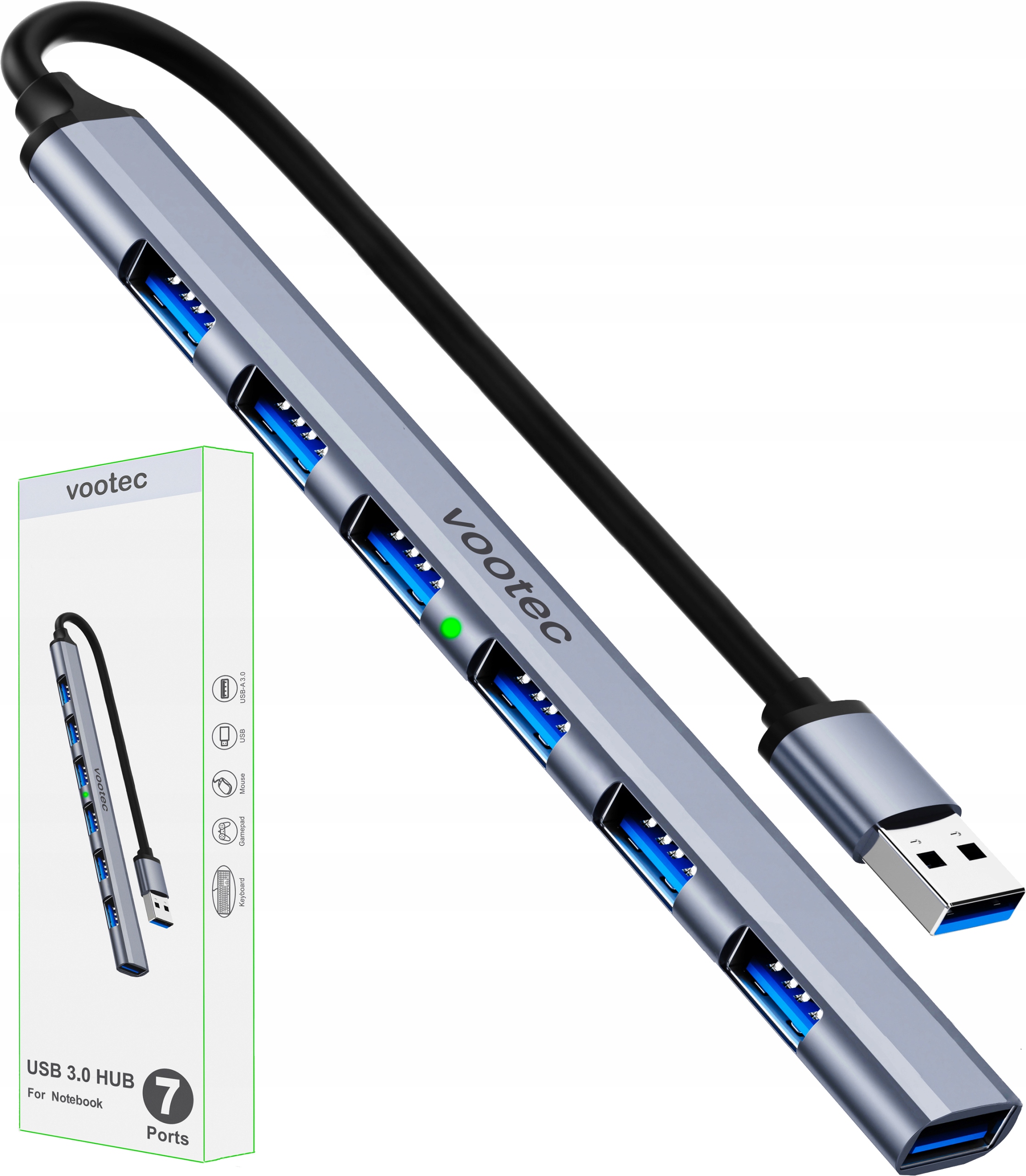 

Hub Usb 3.0 Rozgałęźnik Portów 7x Usb vootec Slim