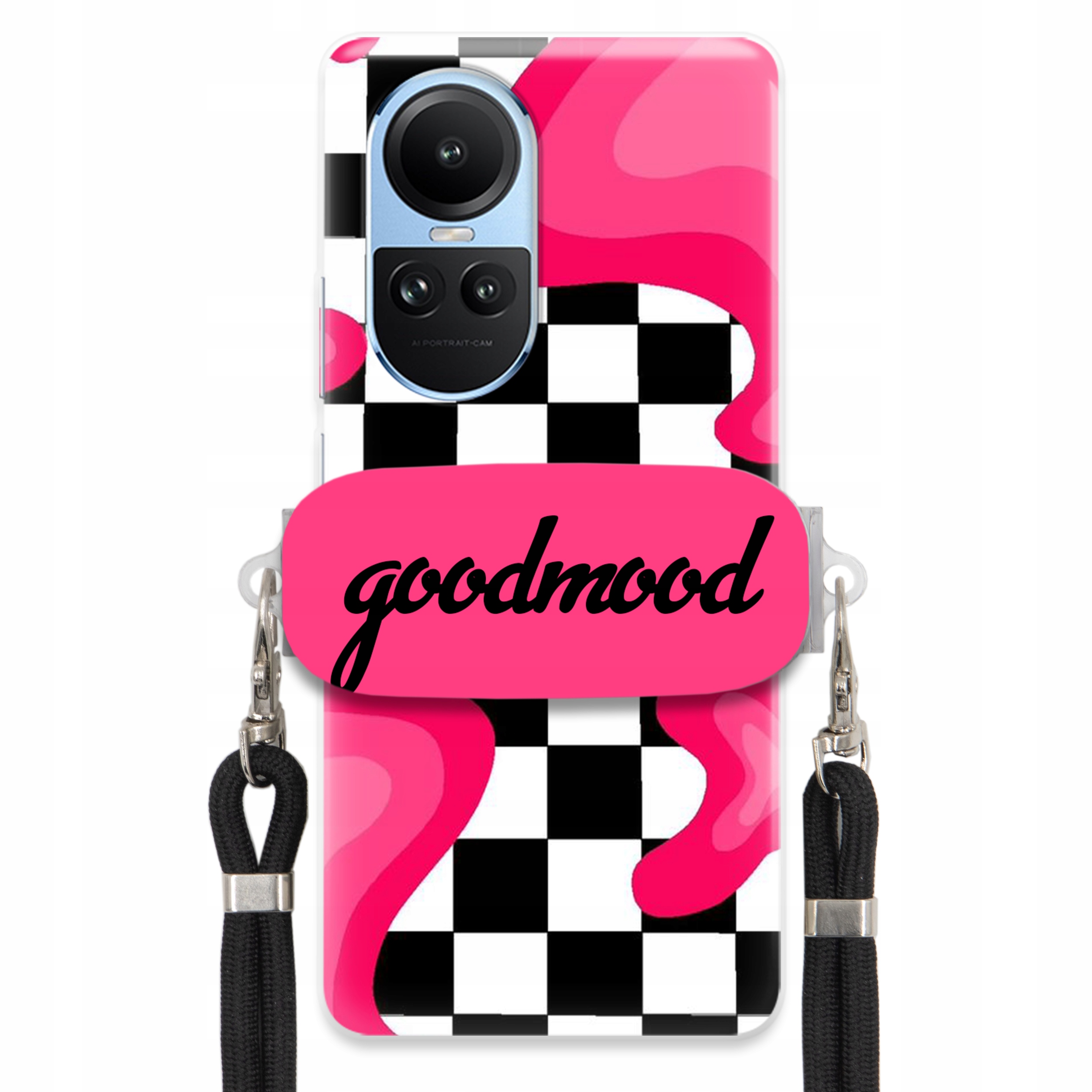 Puzdro Na Oppo Reno 10 5G Sada Case Držiak Na Vodítko Čierna Pre Teen Splash