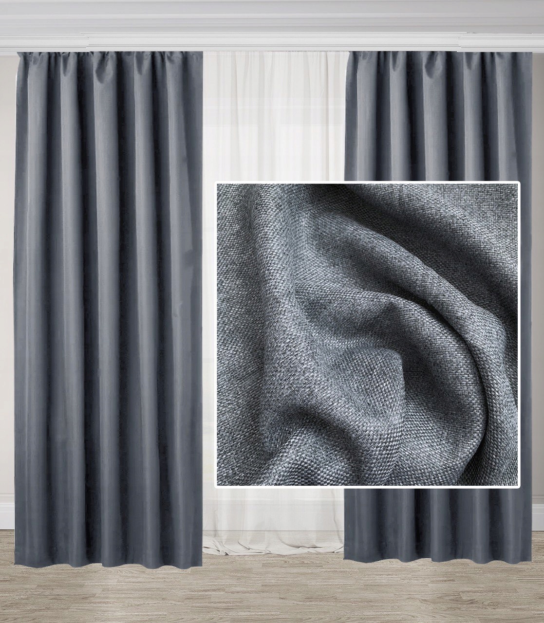 

Zasłona gotowa Grafit Blackout 150x270
