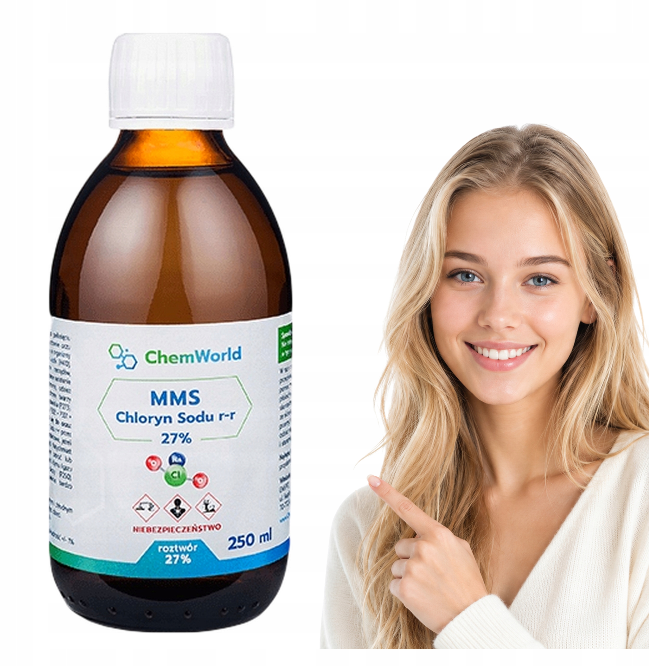 Odczynnik Chemiczny Chemworld Mms Chloryn Sodu NaClO2 27% Roztwór 250 ml