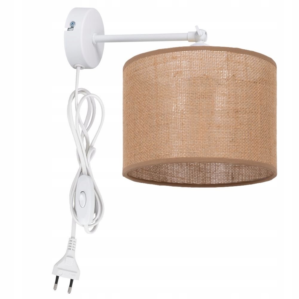 

Lampa Kinkiet Ścienny Z Wtyczką Led Abażur Juta