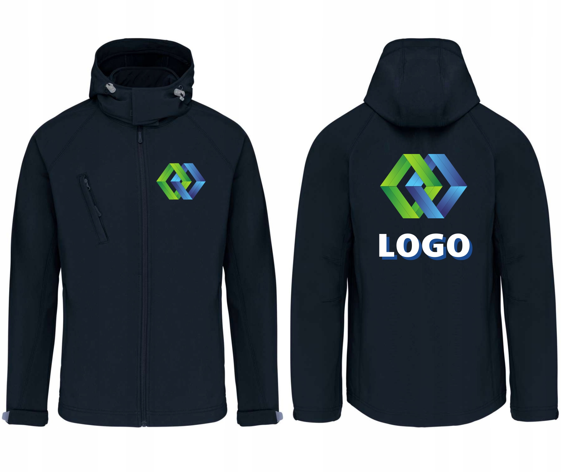 Pánská softshellová bunda Kariban KA413 tmavě modrá s vlastním potiskem loga