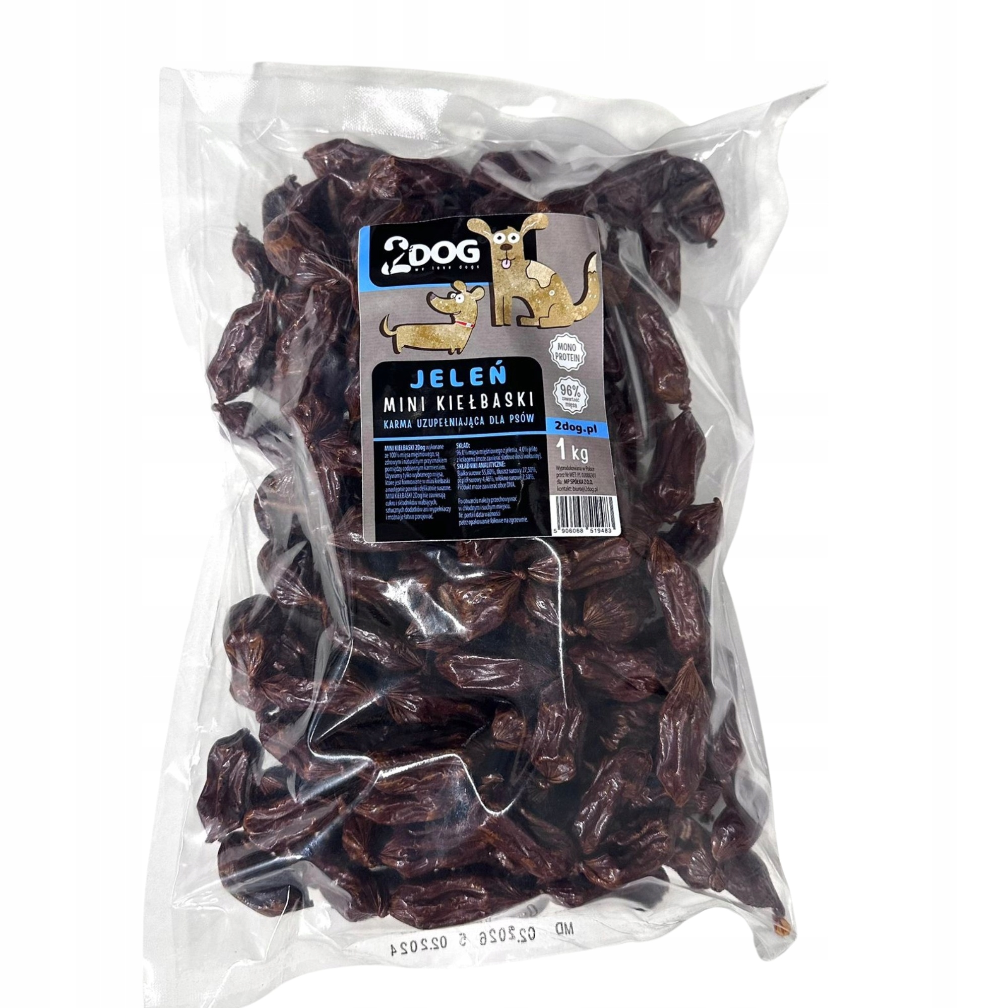 Levně Psí pamlsek Mini Klobásky Srdíčka Jelena 1 kg přírodní pamlsek