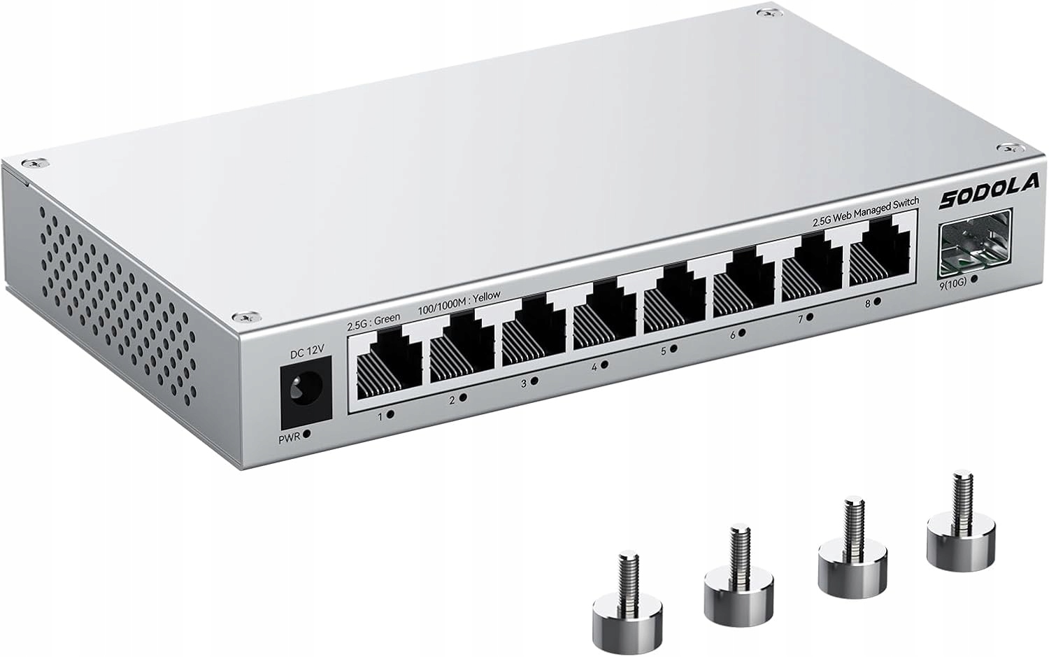 Sodola 8-portový spravovatelný Přepínač Smart Web 2,5G 10G Sfp+