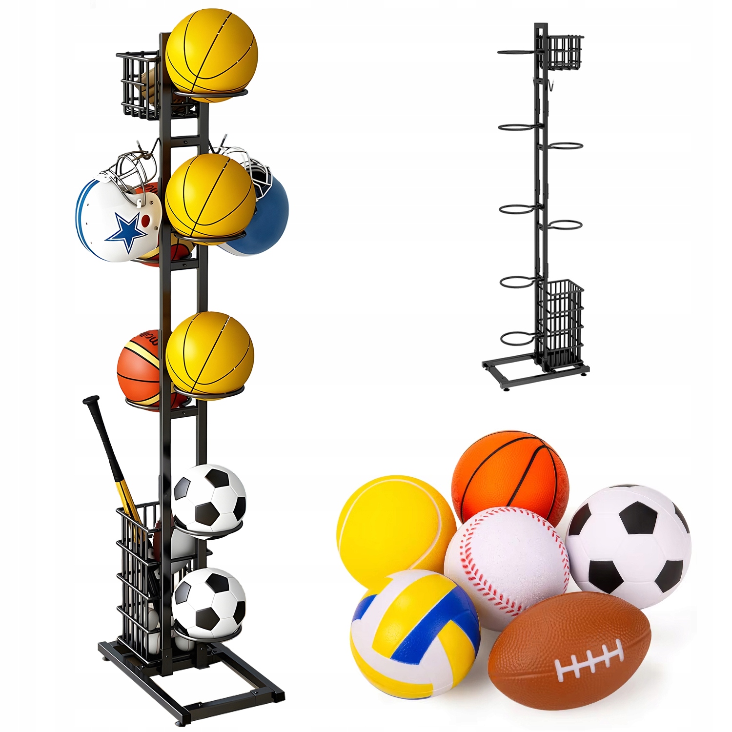 Regál Na Míče Kovový Dům 7 Háků 2 Koše Na Garáž Sklep Tělocvična