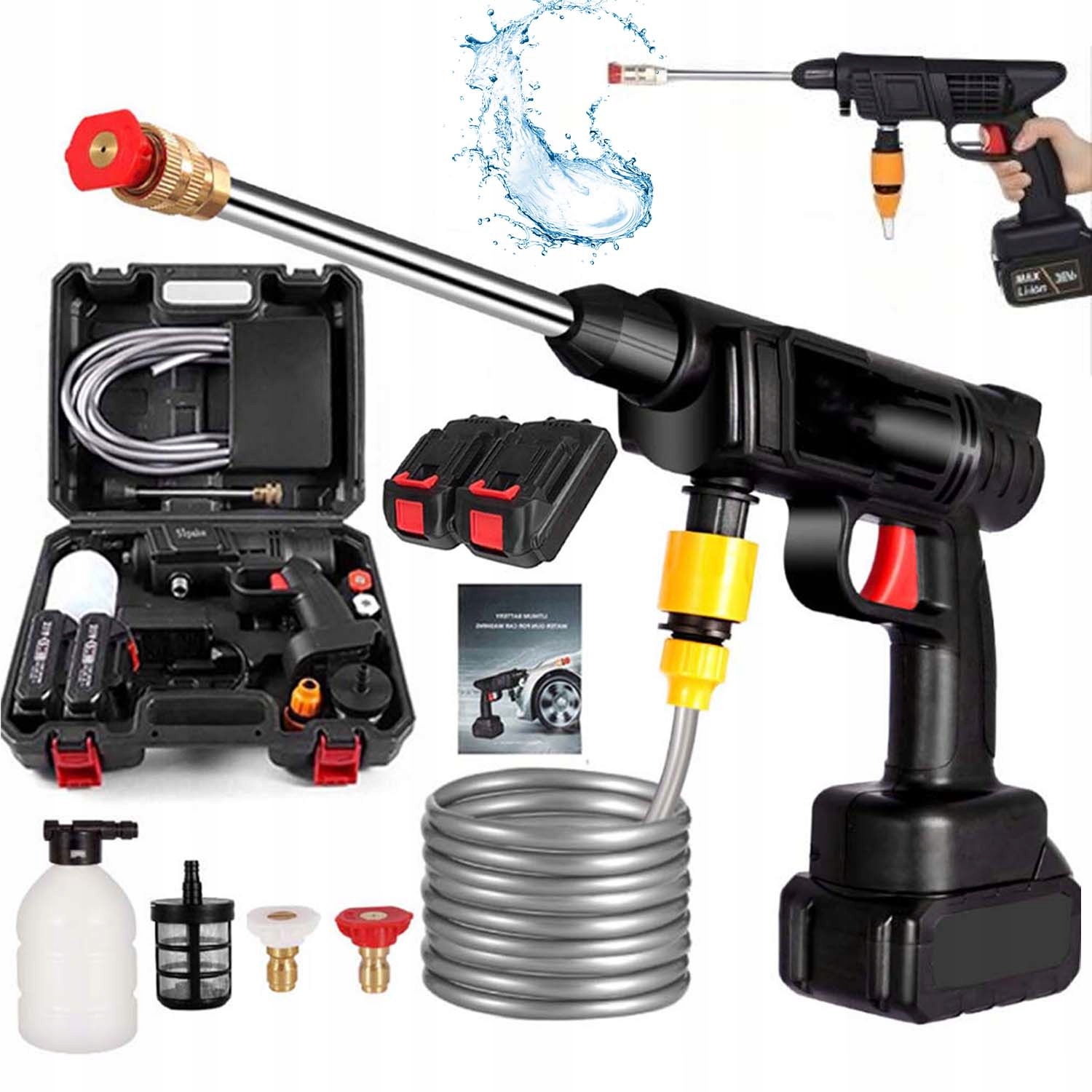 Myjka Ciśnieniowa Akumulatorowa Do Okien Ogrodu 2X Akumulator Zestaw