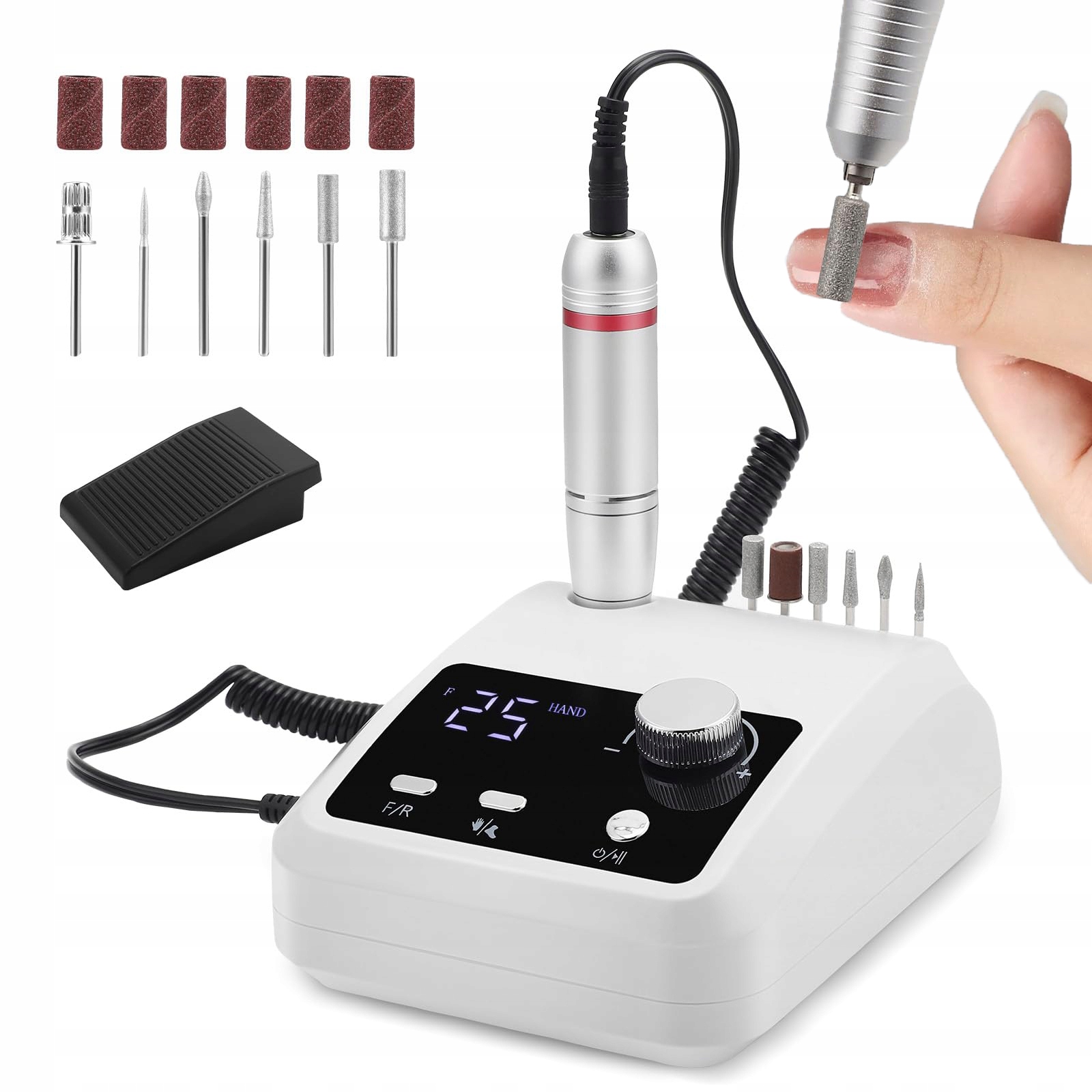 Bruska Na Nehty Manikúra Silná 45000 Rpm Profesionální Bílá