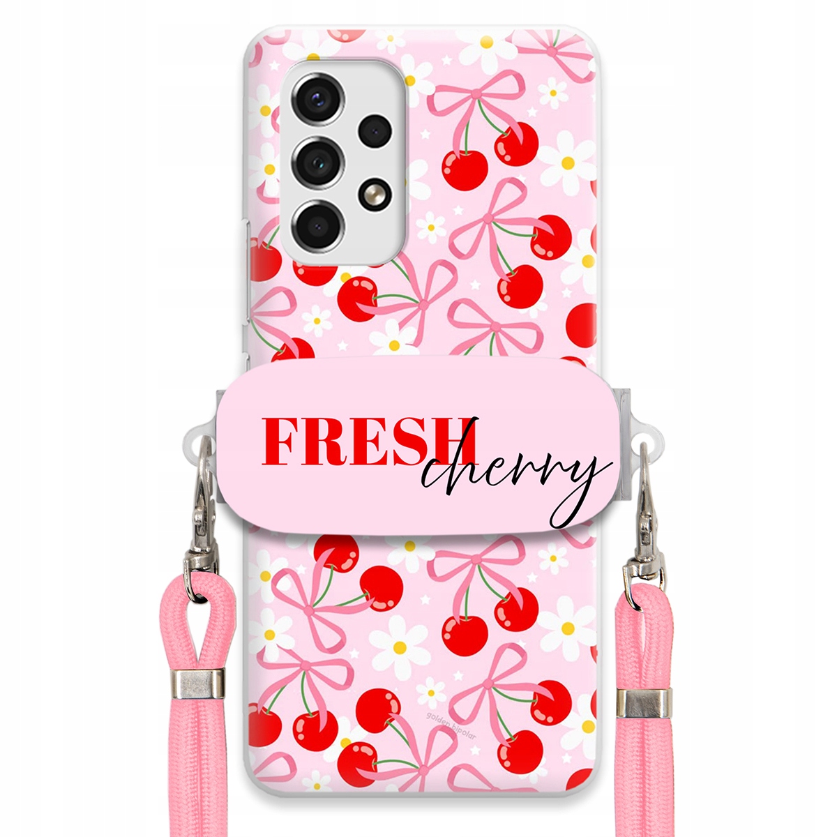 Puzdro pre Samsung A53 5G Case držiak šnúrok Ružový Fresh Cherry Kokardy