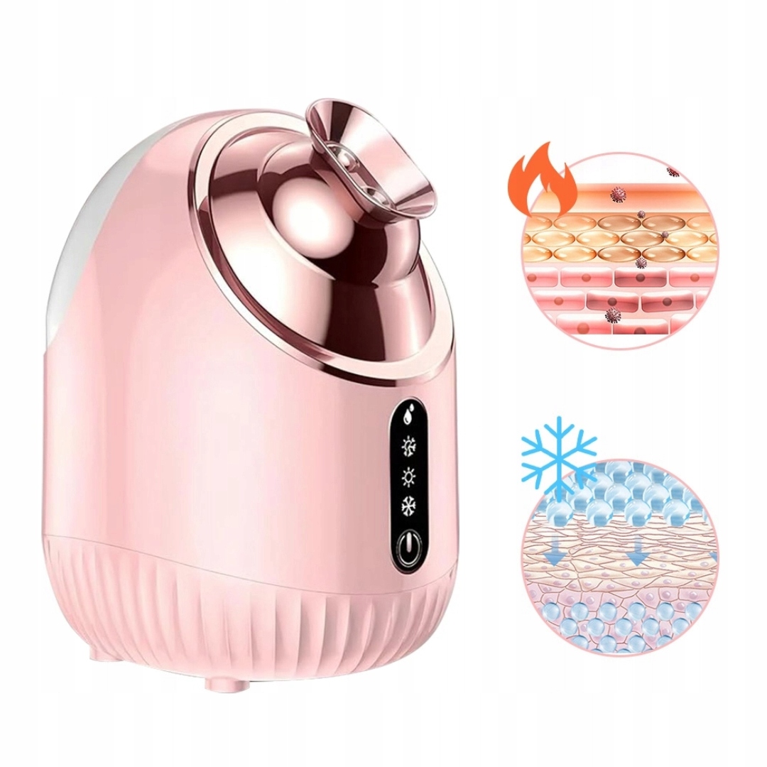 Zvlhčovač Na Obličej 3V1 Vodní Mlha Nano Sprej Parní Sauna 240 ML Růžový