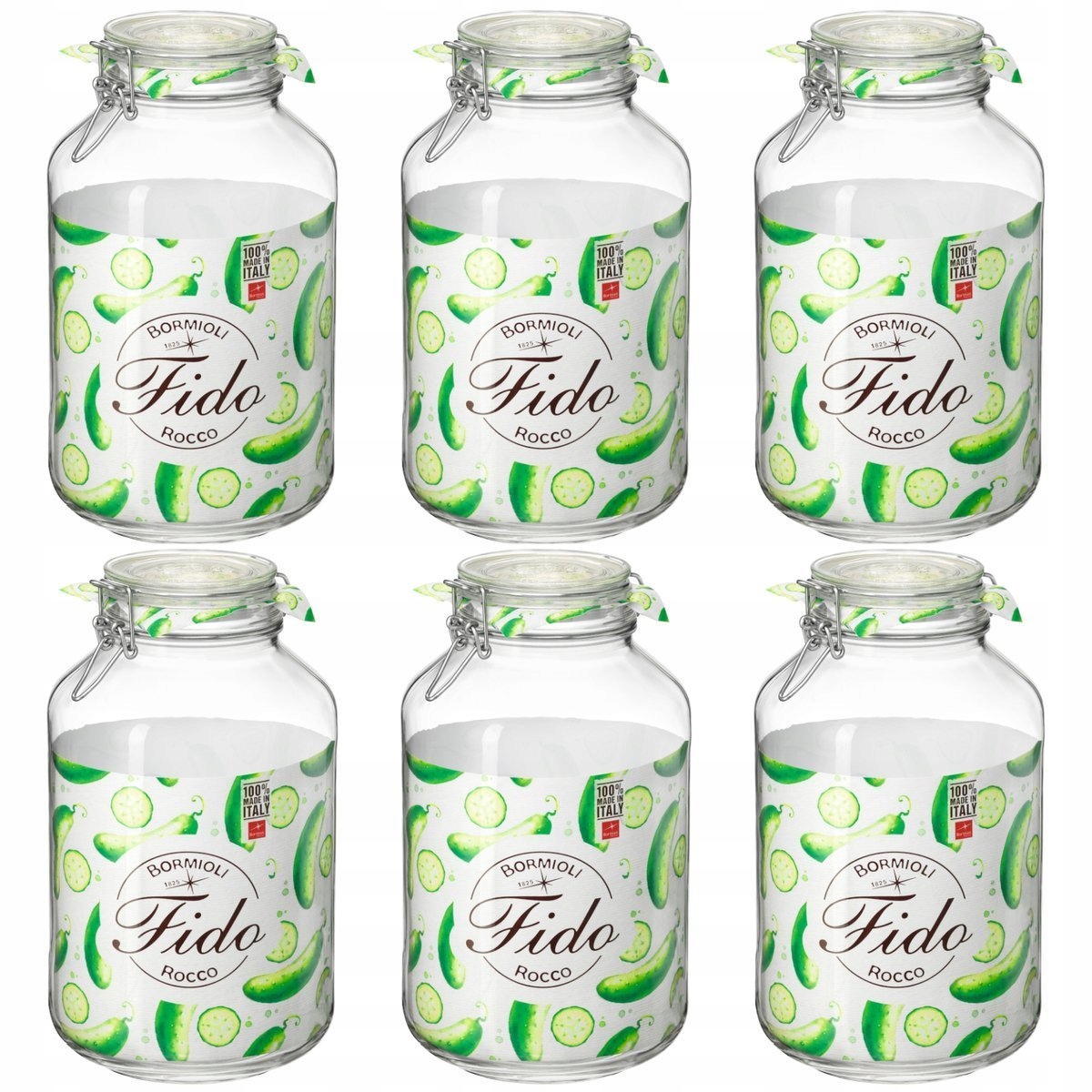 

6x Słoik Słoiki Do Ogórków Bormioli Rocco Fido 4 L