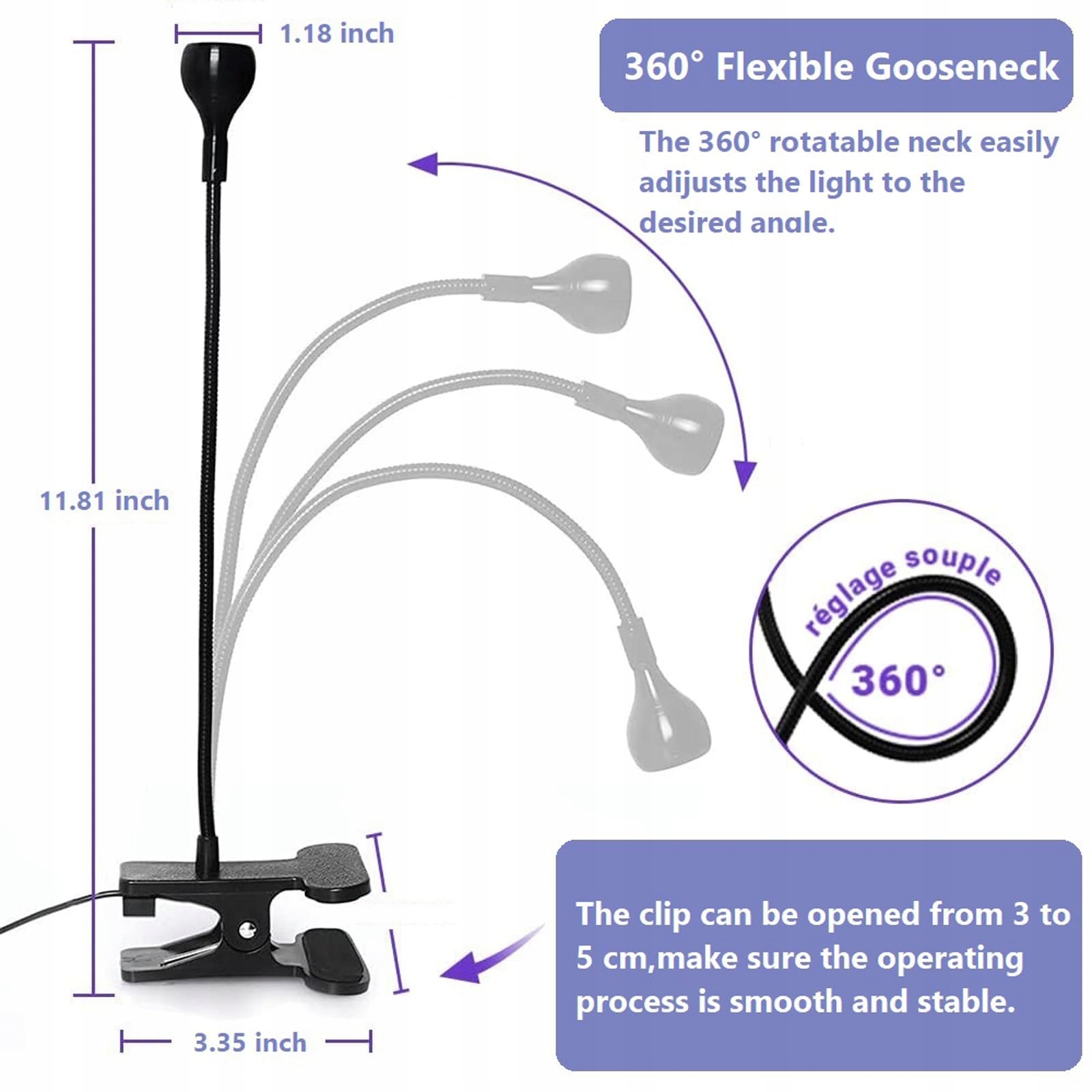 SUNUV Lampa UV LED Do Paznokci Z Klipsem Do Manicure Żelowego — miniatura 4