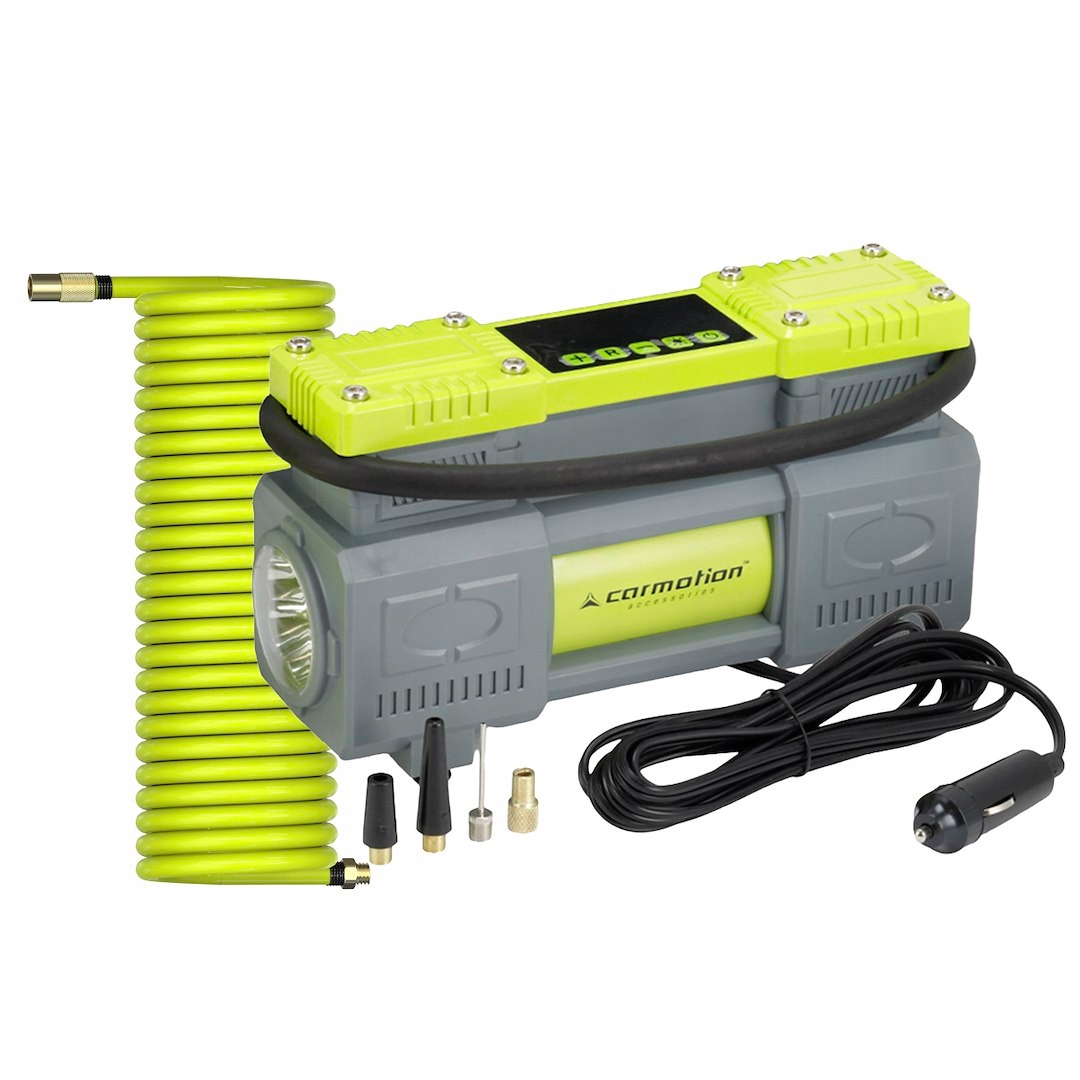 Dvojpiestový vzduchový kompresor 12V, 10 Bar, automatický, 4 adaptéry
