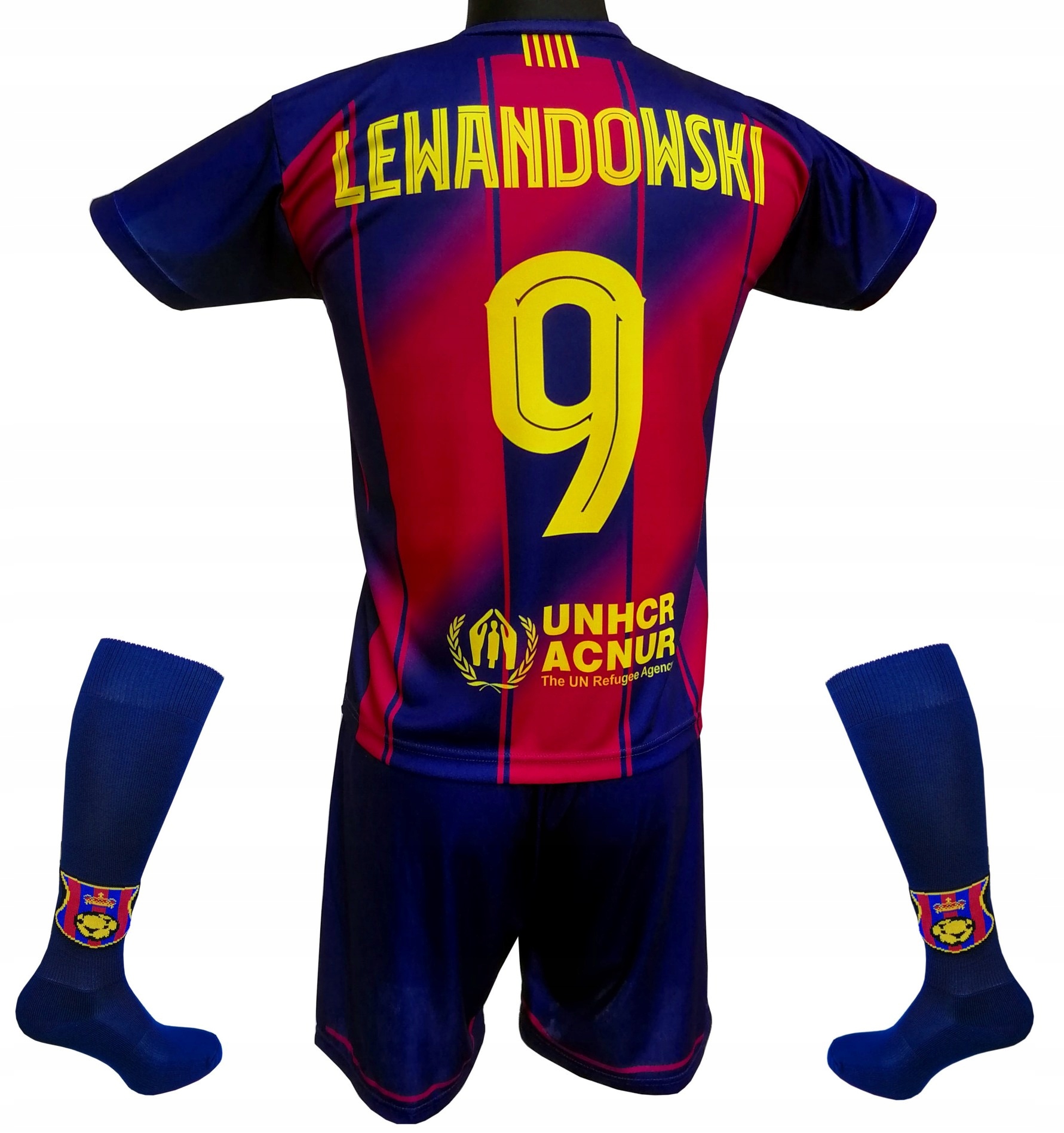 Komplet piłkarski Lewandowski Barcelona koszulka spodenki getry :: 116 cm