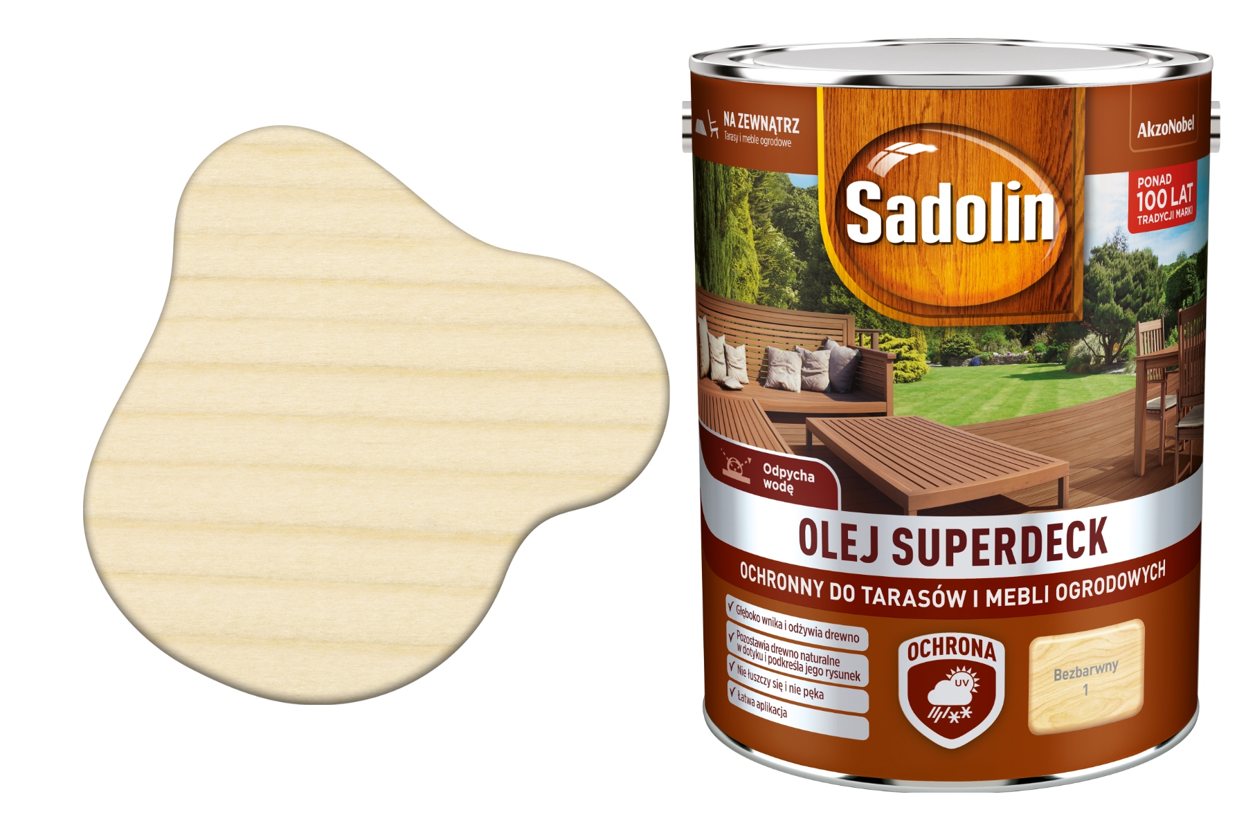 Wydajny OLEJ Impregnat Do Drewna Tarasów SADOLIN SUPERDECK Bezbarwny 5L