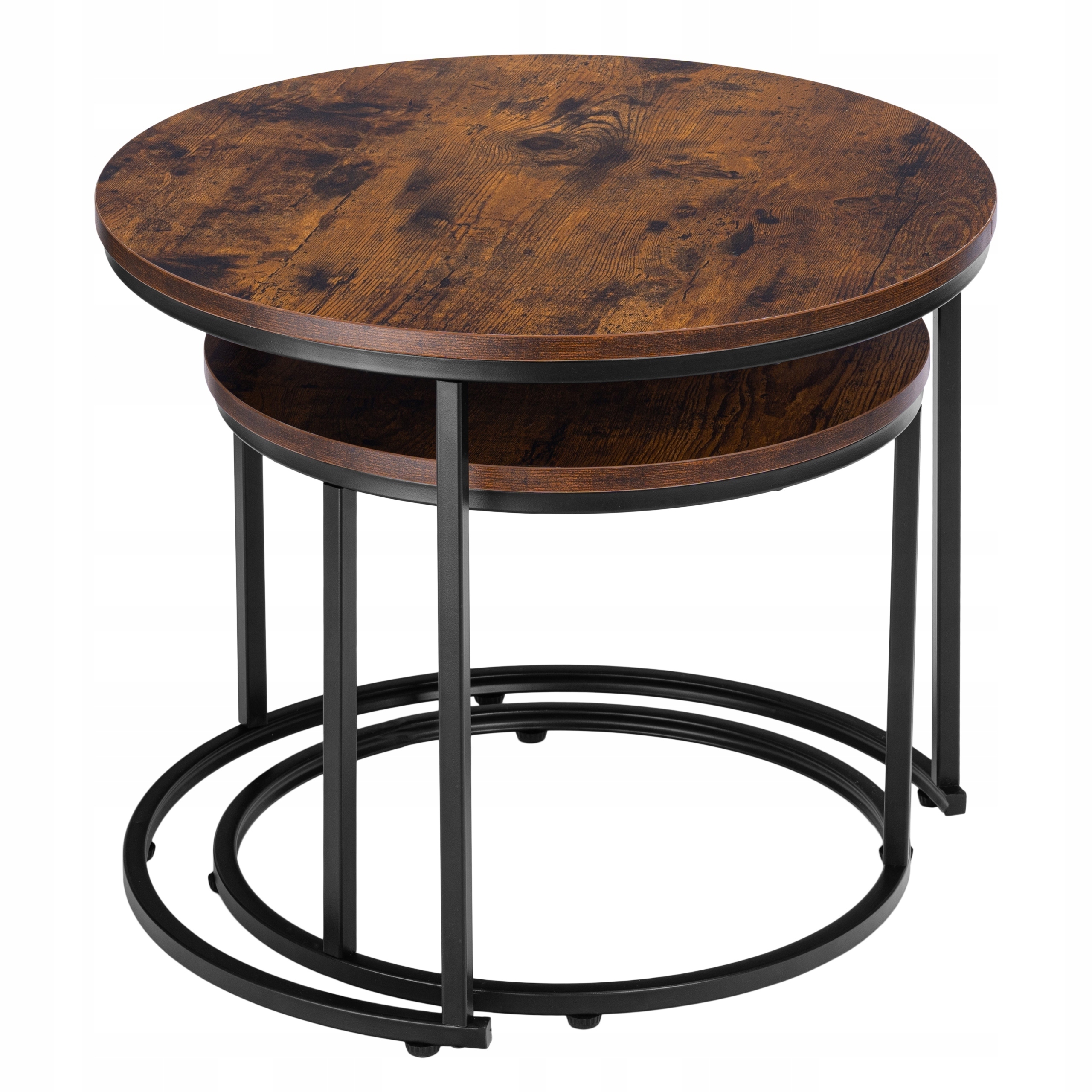 НАБІР ЖУРНАЛЬНИХ СТОЛИКІВ 2 в 1 РОЗСУВНИЙ КРУГЛИЙ ДЛЯ ВІТАЛЬНІ ЛОФТ СІЛЬСЬКИЙ ЖУРНАЛЬНИЙ СТОЛИК Колекція Galen