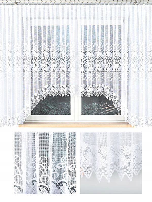 Záclony do obývacího pokoje Záclona Hotová Žakárová Bílá Na Žabky š.600/160