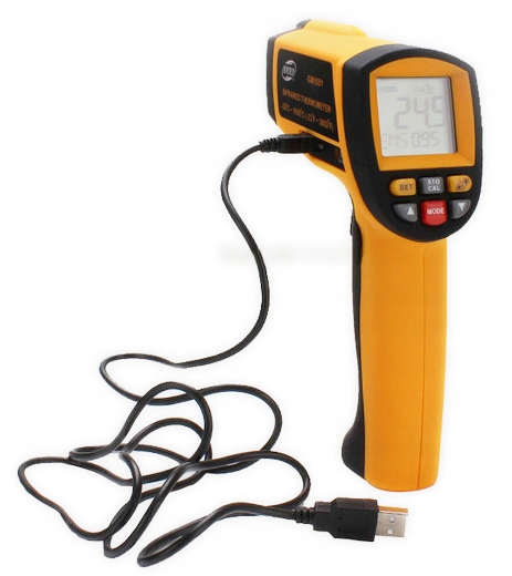PIROMETR TERMOMETR LASEROWY BEZDOTYKOWY EMISYJNOŚĆ PODCZERWIEŃ -30+1650°USB Zakres pomiaru temperatury od -30 do 1650°C