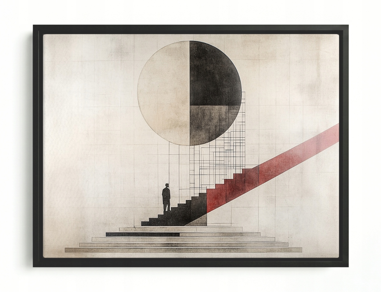 Rám Na Obraz Americká Krabice Abstrakce Bauhaus Schody Kruh Geometrie 80x60
