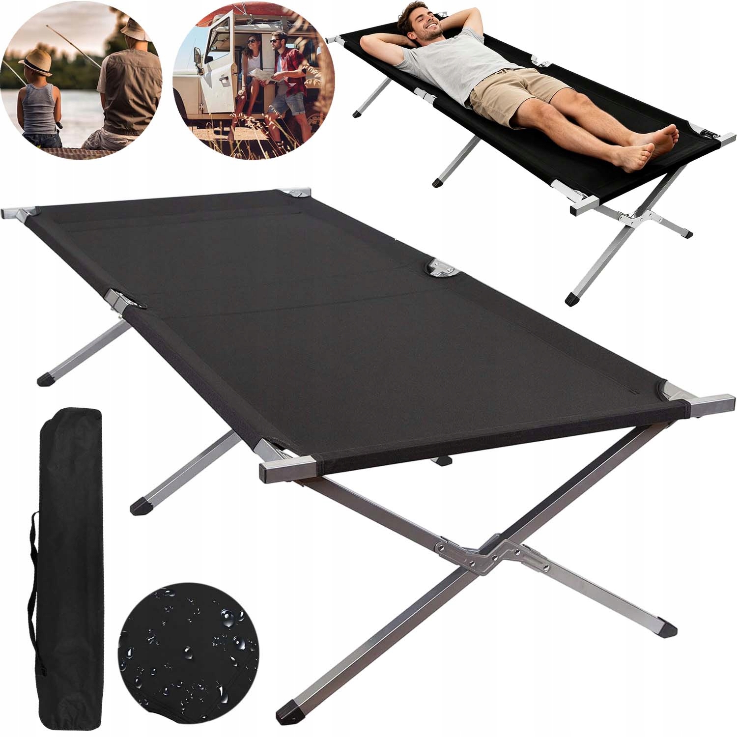 Skládací Polní Postel Turistická Kanadská Lehká 130 Kg 189 X 70 CM S Taškou