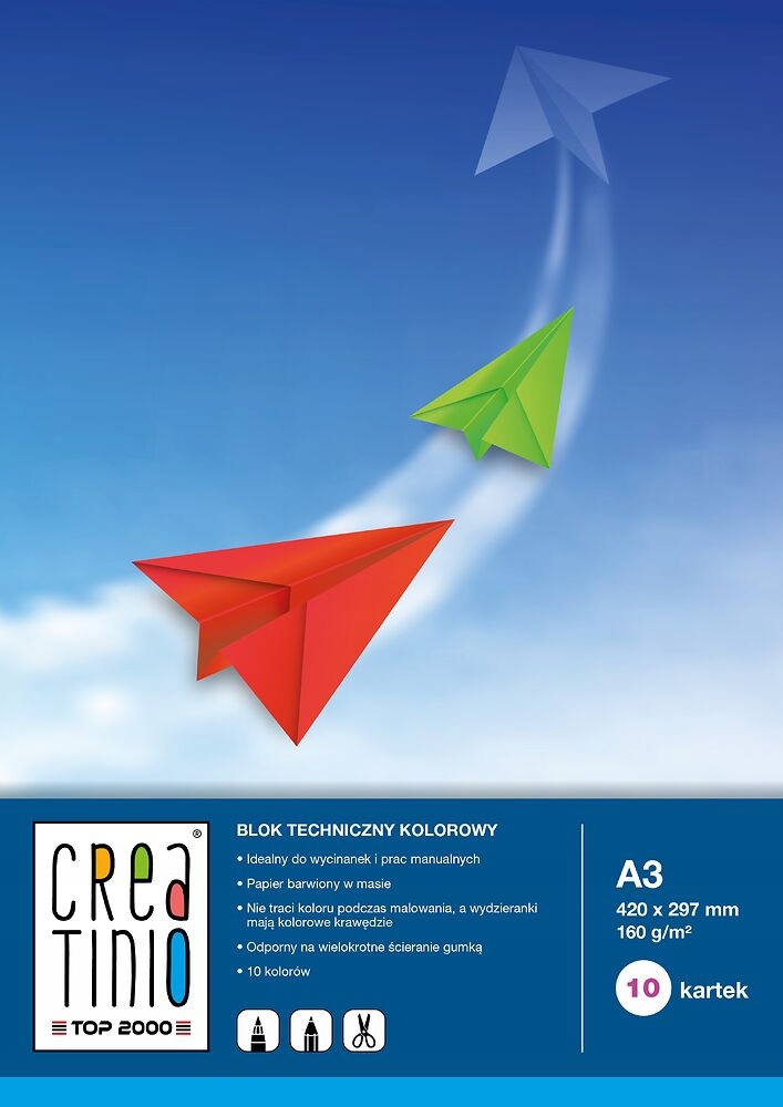 BLOK TECHNICZNY TOP 2000 CREATINIO A3/10K KOLOROWY Stan opakowania oryginalne