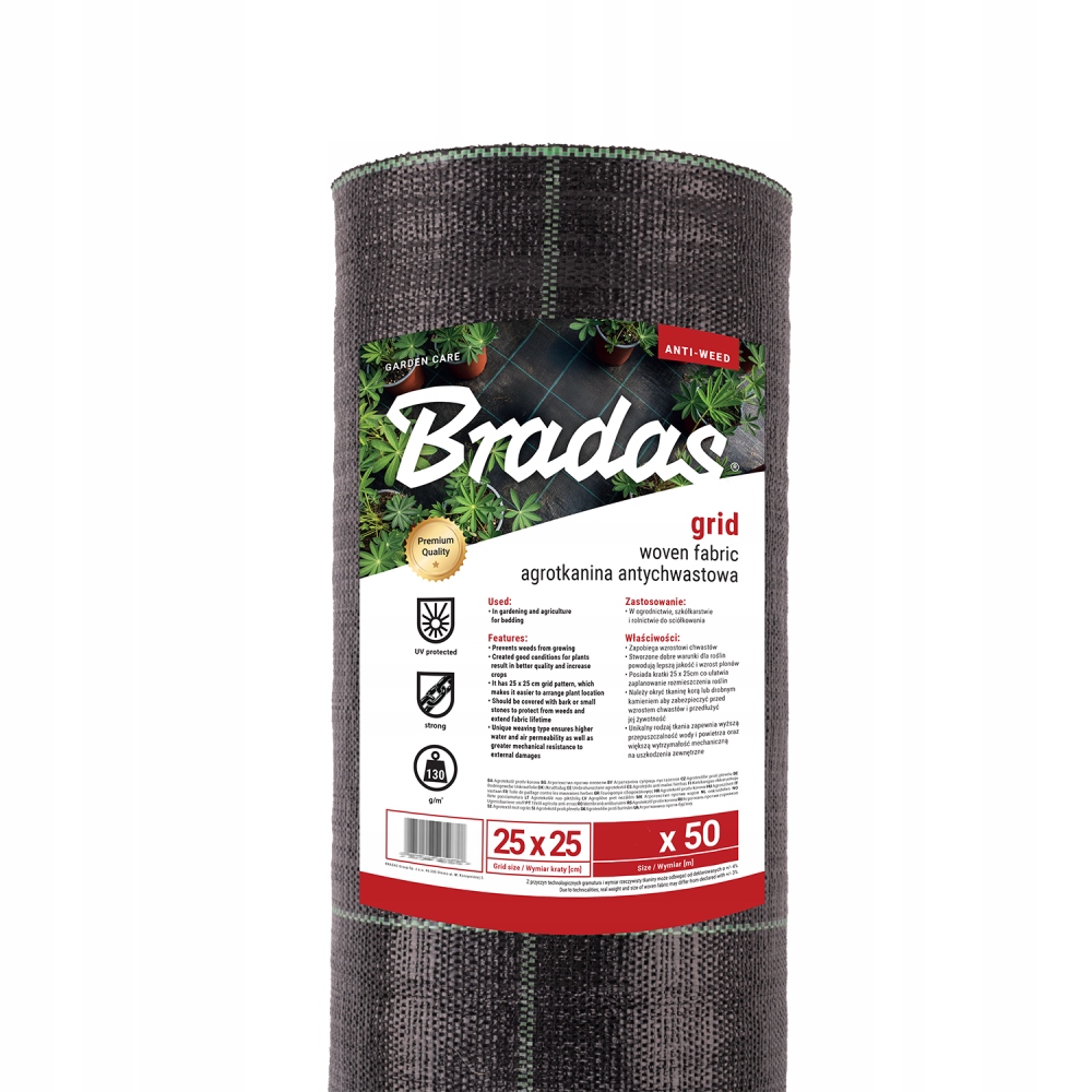 Agrotkanina Grid 25cm antychwastowa Black 130g 1,2x50m