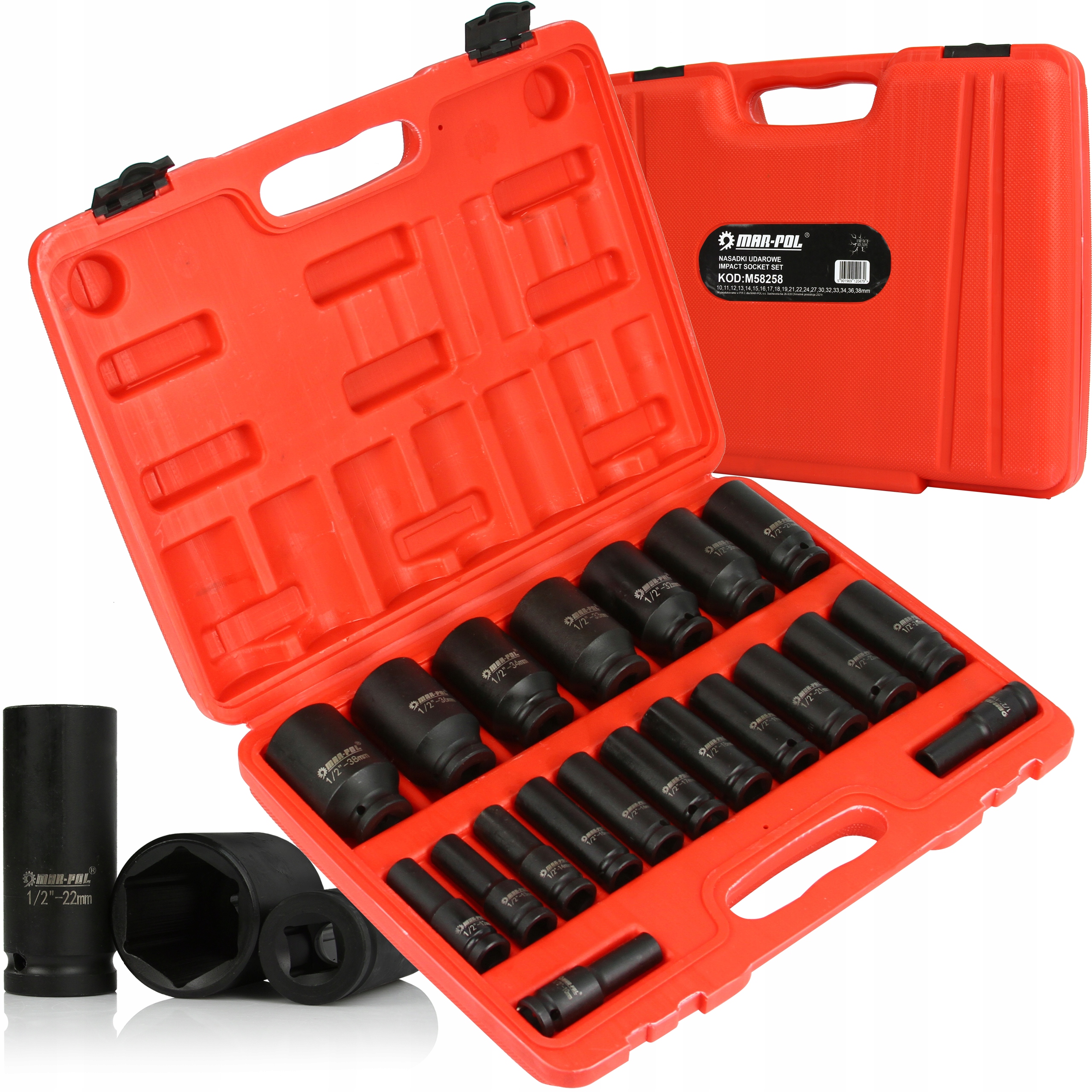 NASADKI UDAROWE 1/2' DŁUGIE ZESTAW 10-34MM CR-MO