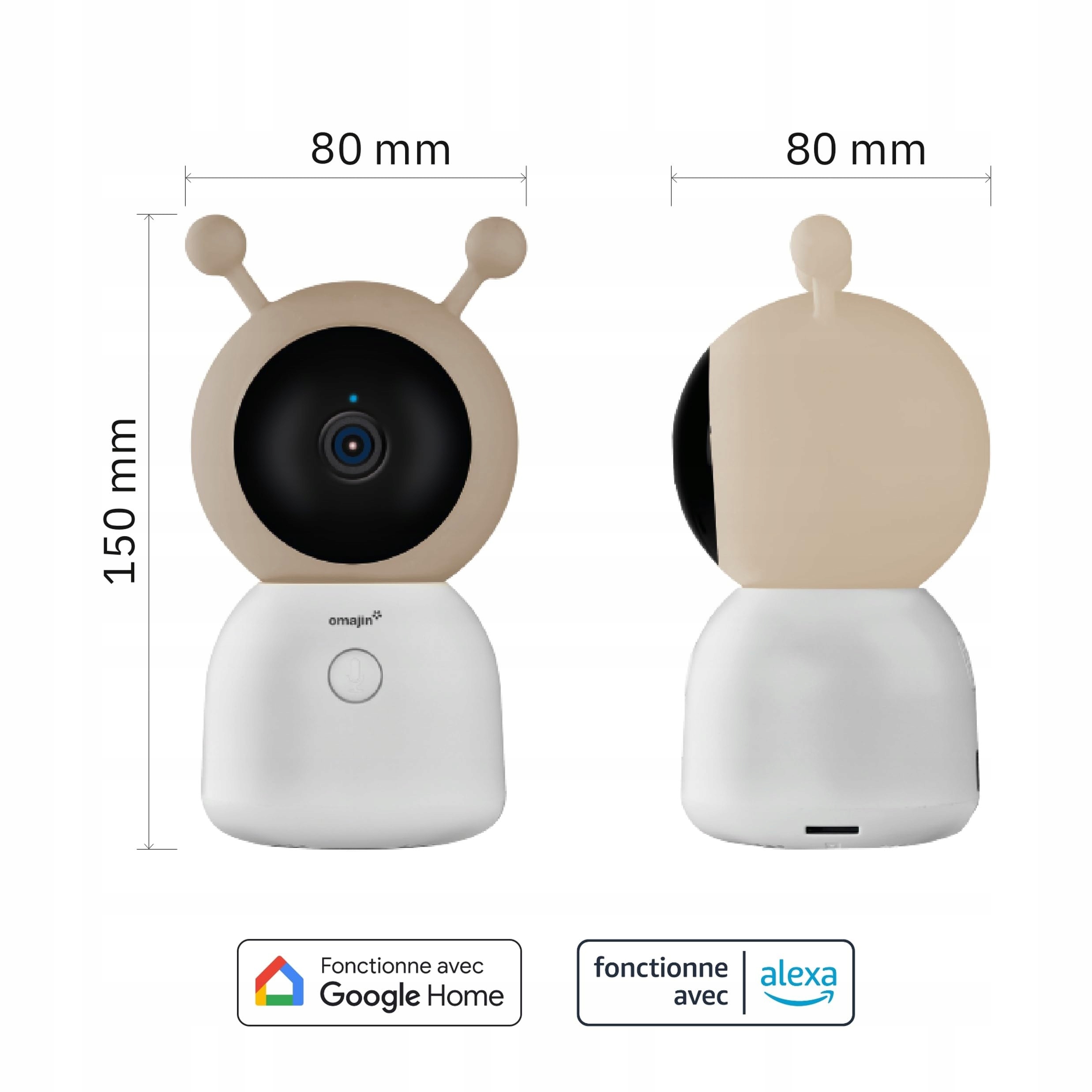 OMAJIN Smarta Kamera Babyfon 2K HD Nocne Widzenie Czujnik Temperatury — miniatura 5