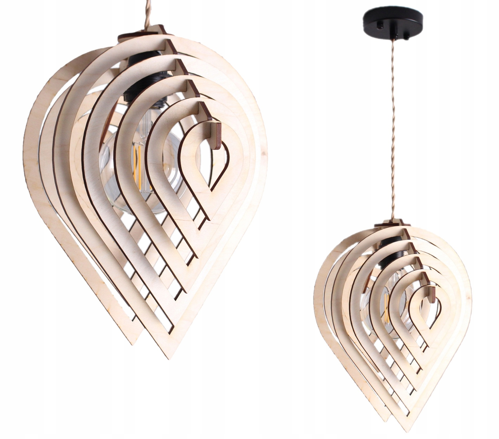 Dřevěná Stropní Lampa Vzor Lžička Obruba