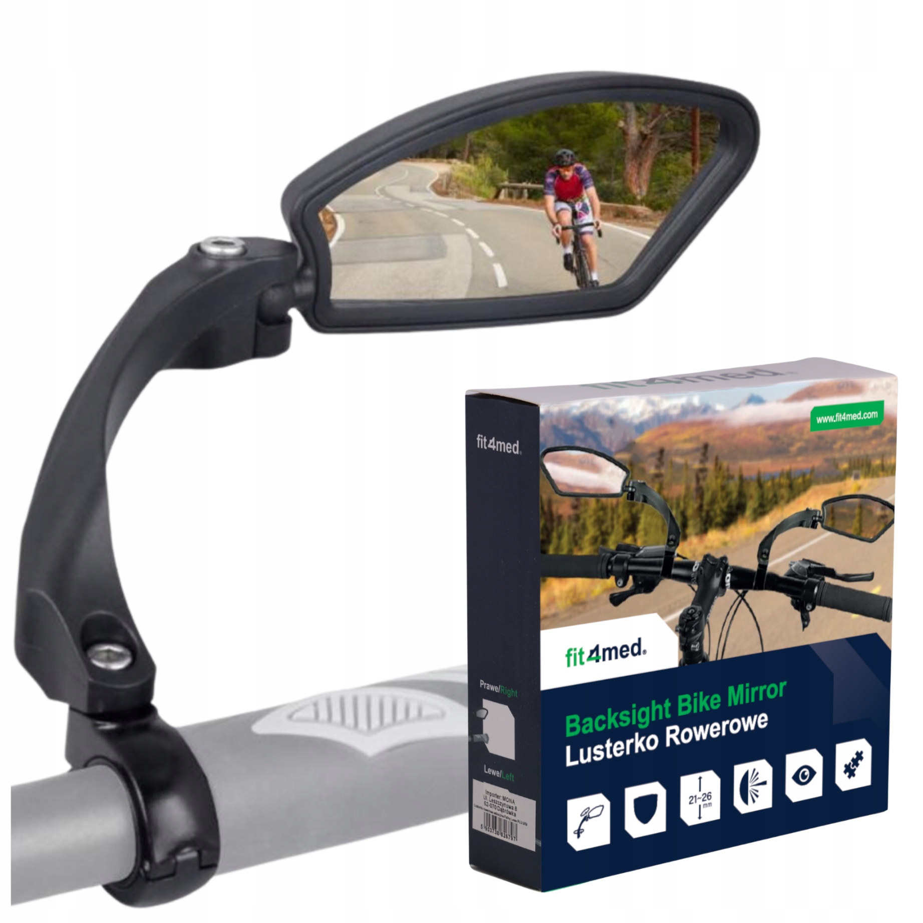 Pravé Zpětné Zrcátko Nastavitelné 360 Pro Kolo, Regulace Úhlu Řídítek