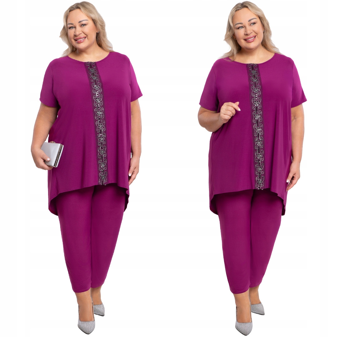 Fuksjowy komplet srebrna aplikacja 60/62