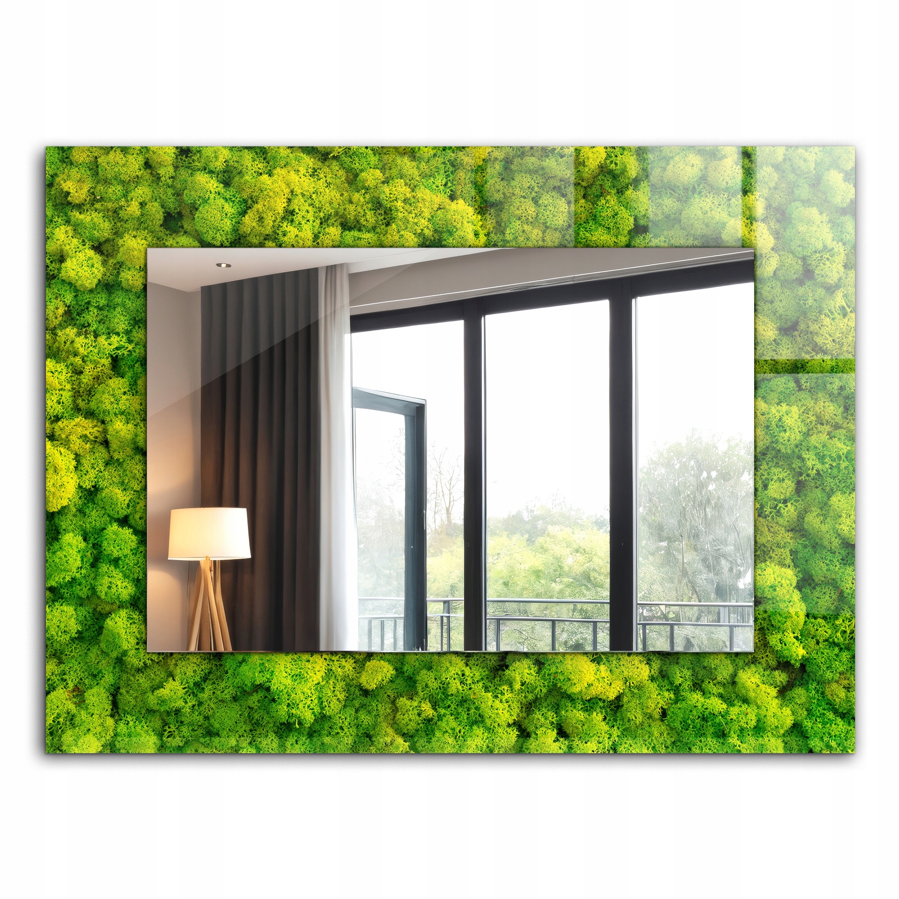 Nástenné zrkadlo so skleneným rámom s vytlačeným motívom 80x60 cm Zelený mach
