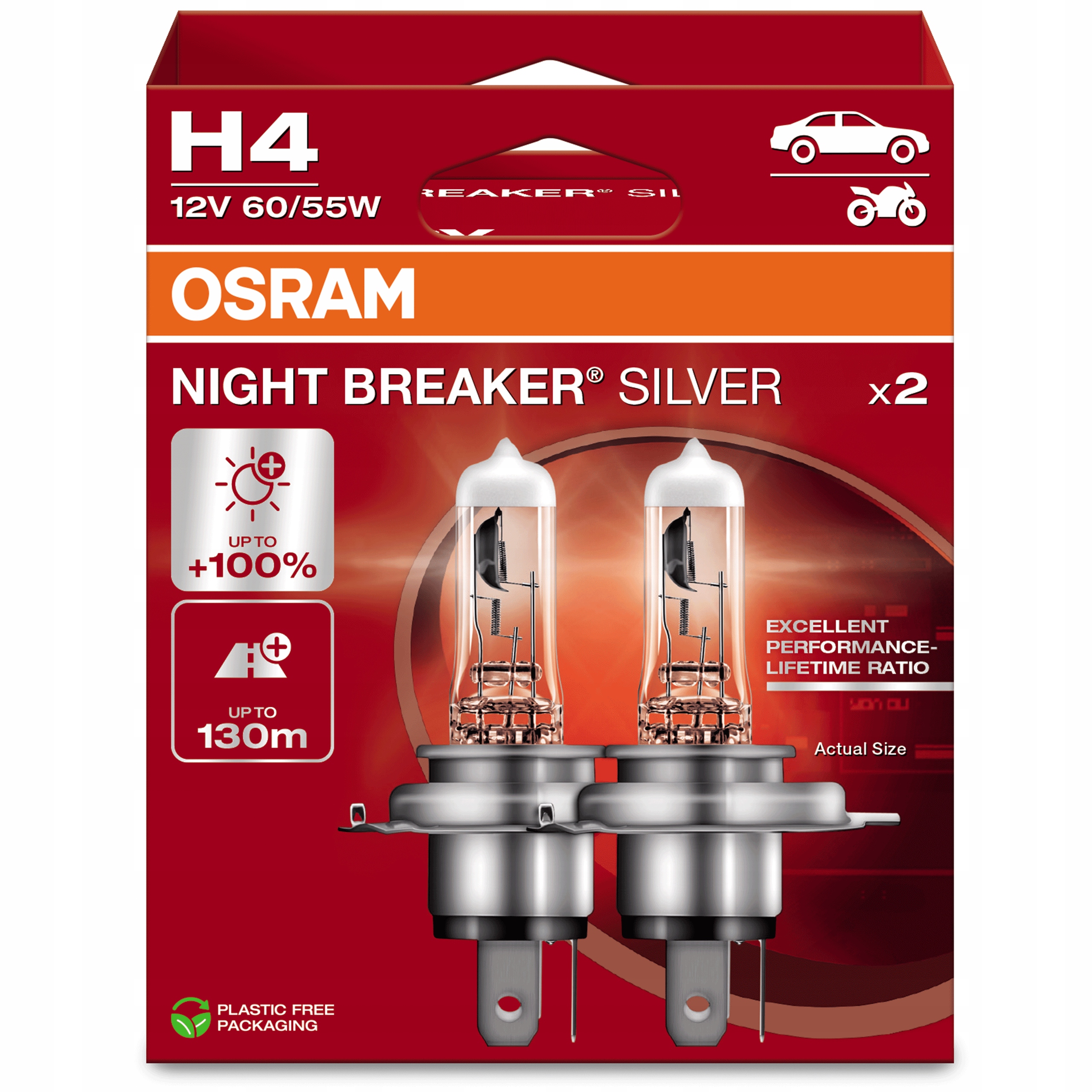 Osram Żarówki Night Breaker Silver +100% H4 60/55W