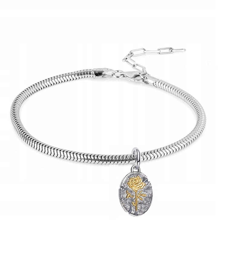 Stříbrný náramek pro ženu nastavitelný 17 cm Charms Růže Bonus BC616