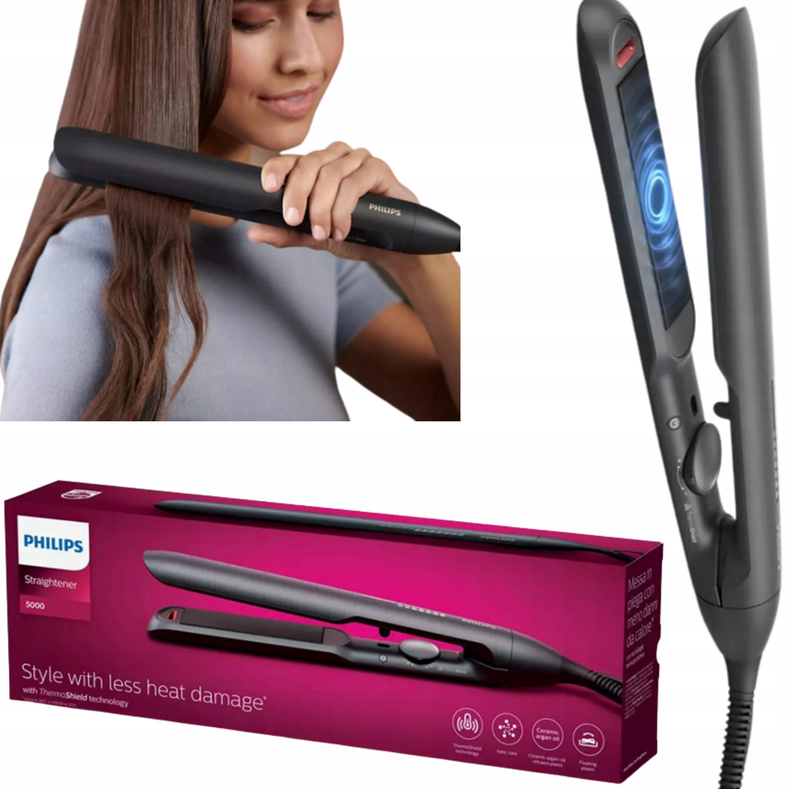 

Prostownica Philips Pro Jonizująca Zestaw Etui