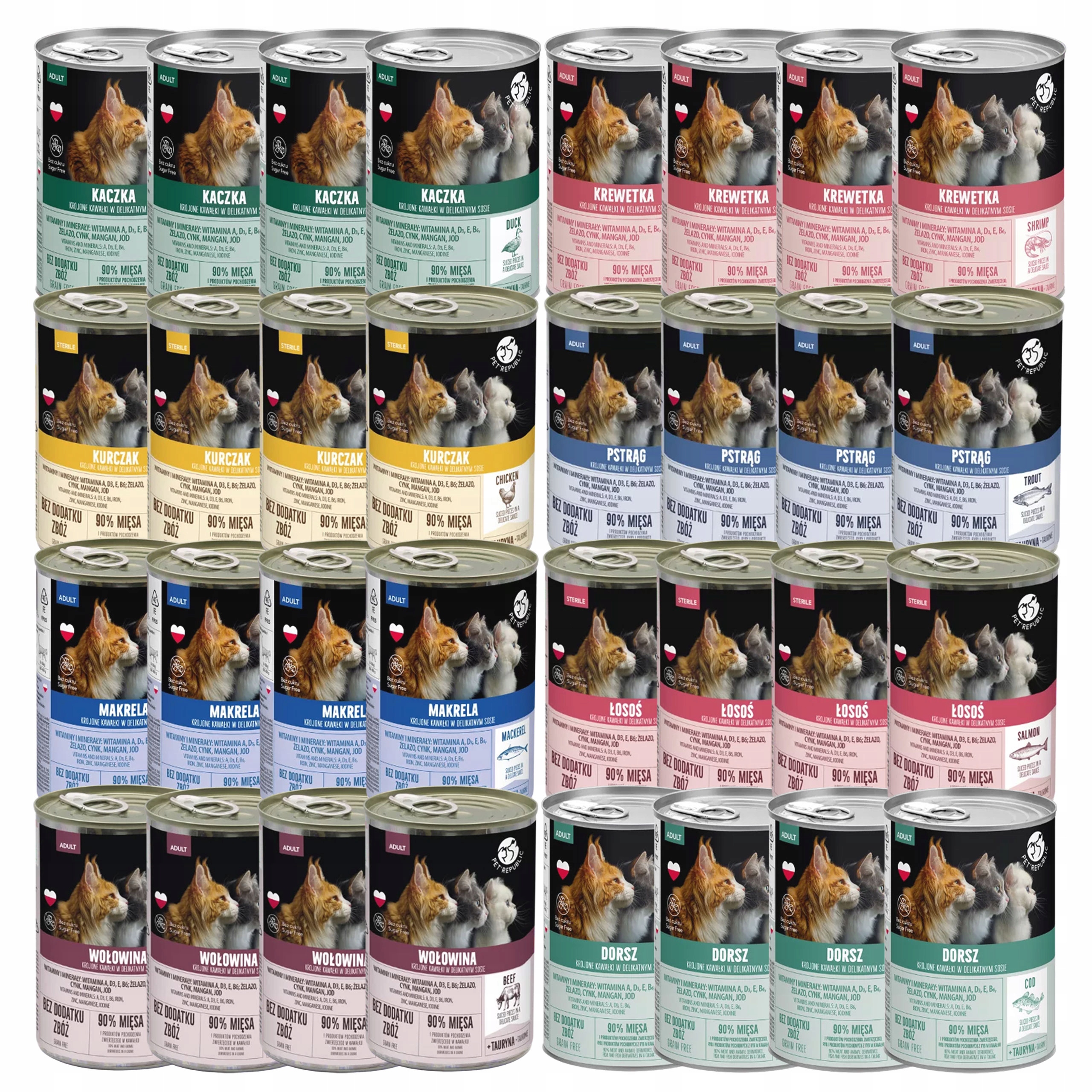 Levně Pet Republic krmivo pro kočky pro kočky mix chutí 32 x 400 g