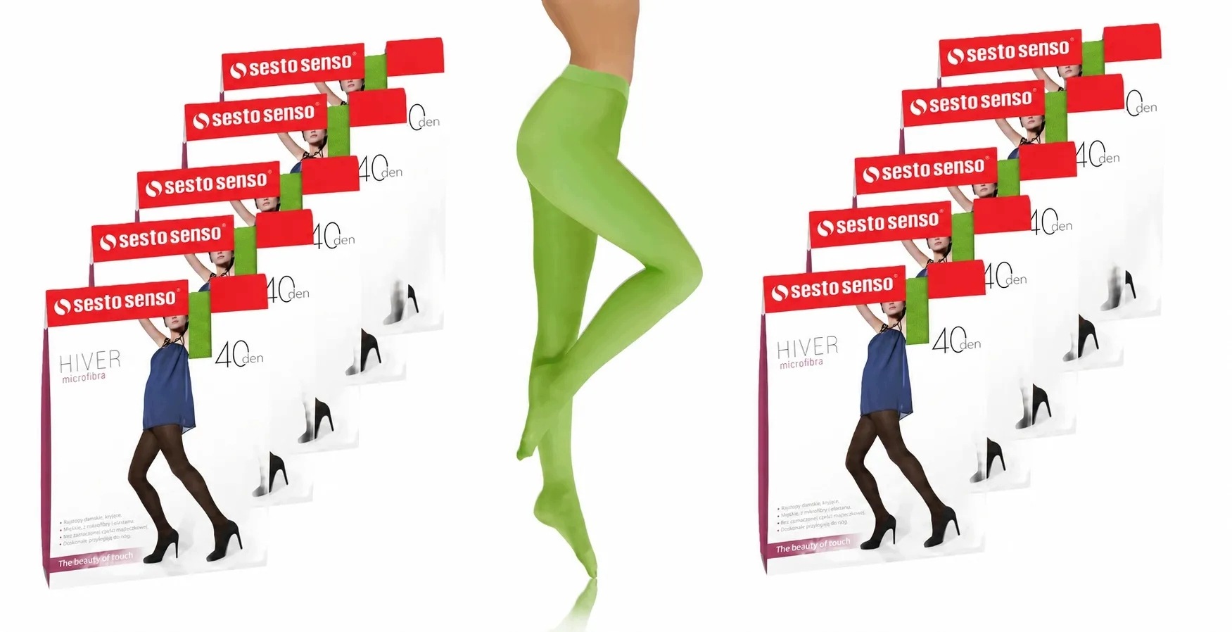 Sesto Senso 10-PAK Punčocháče 40 Den krycí mikrovlákno Hiver Zelená 4