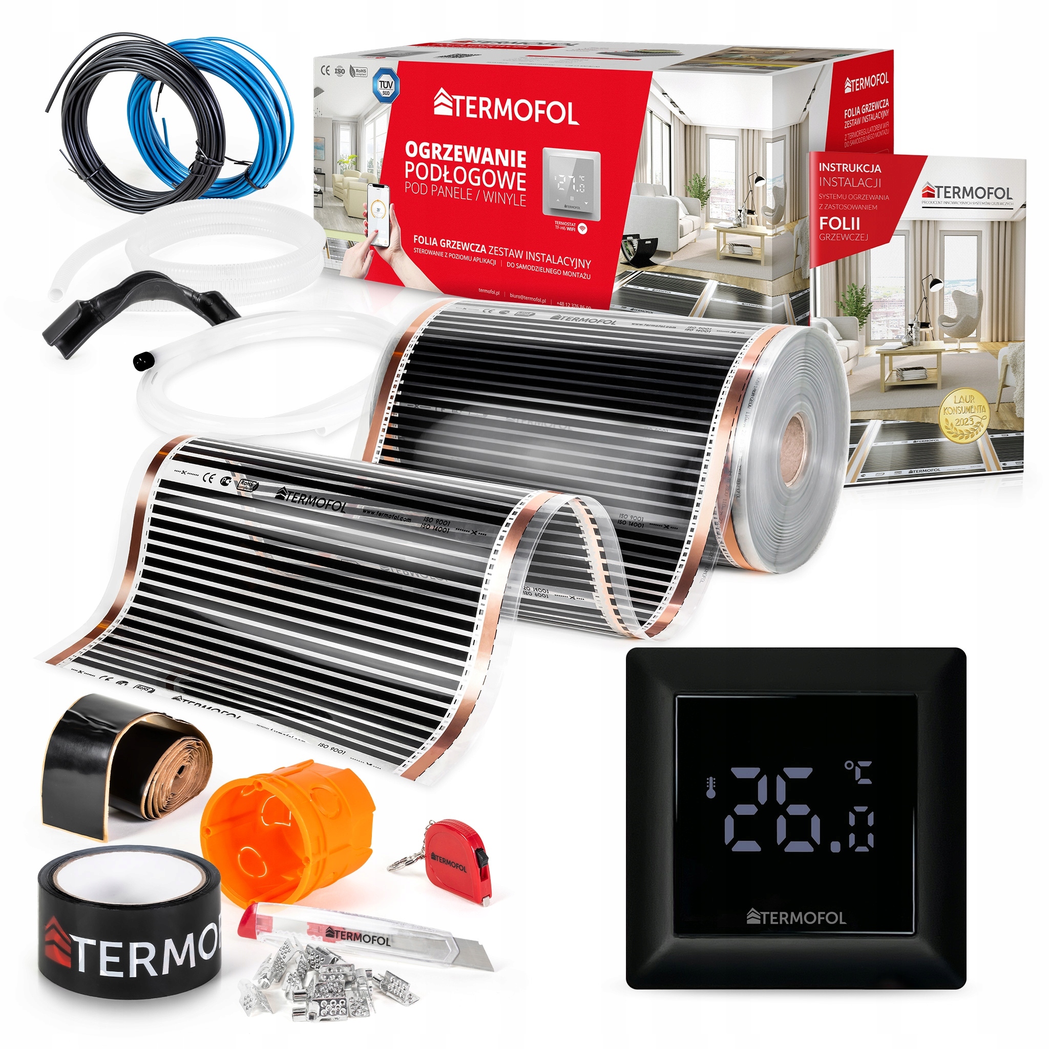 Vykurovacia Fólia Sada Infračervená, výkon 60 W 50 cm, plocha 28 m² TF-H6 Black