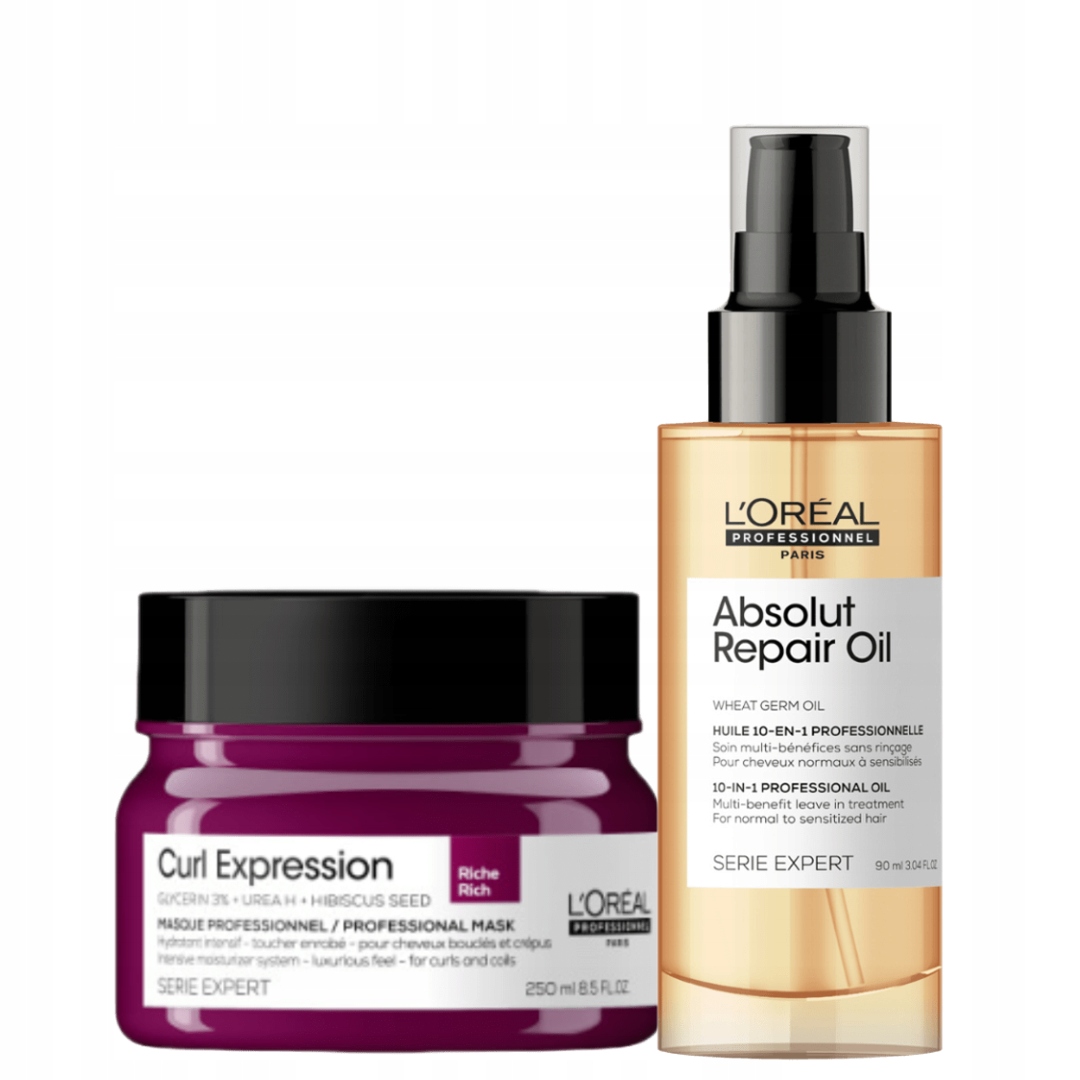 Loreal Absolut Repair olej maska Curl Riche sada pro hydrataci vlasů