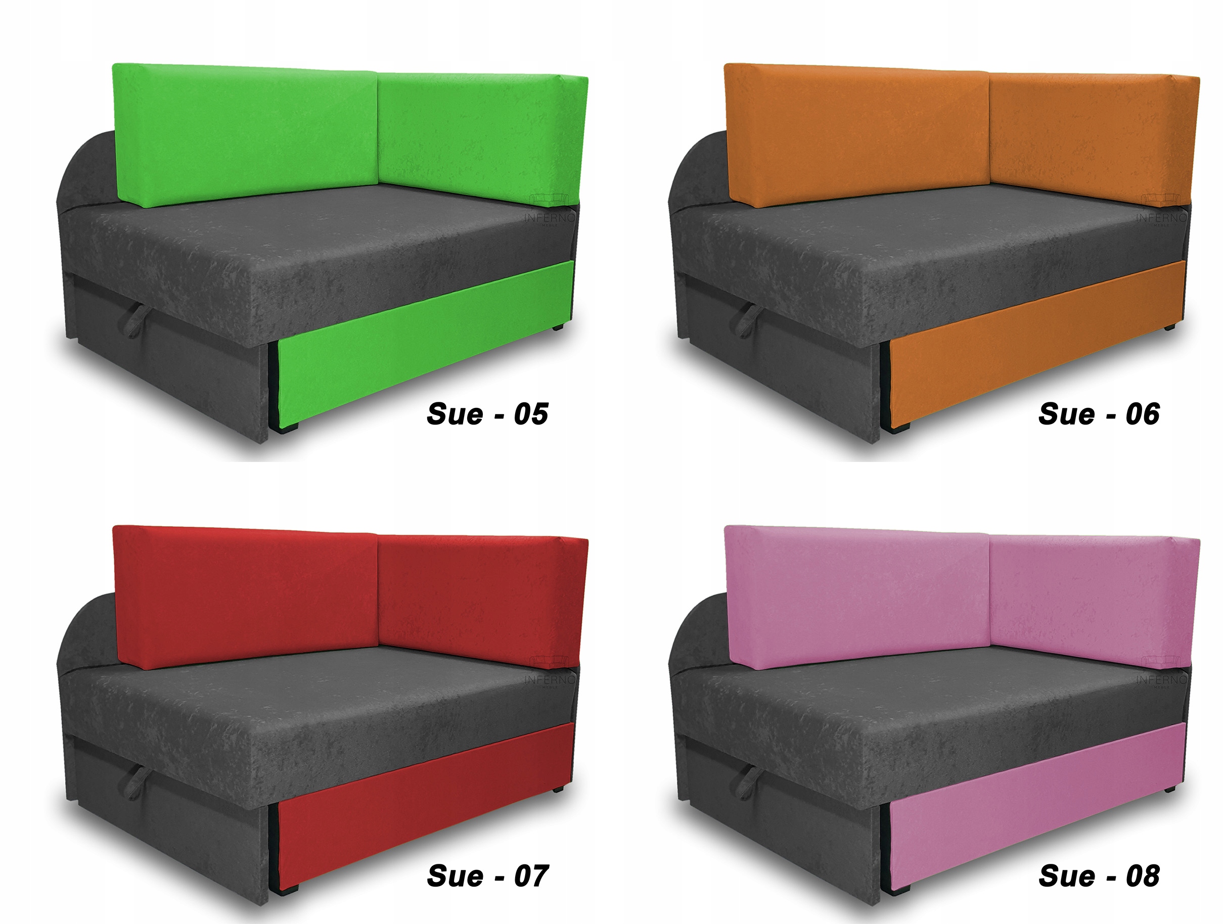 Rozkładana kanapa dla dziecka, narożnik KUBUŚ, materac piankowy 10cm, plusz Płeć chłopcy dziewczynki unisex