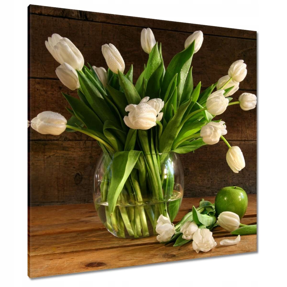 Obrazy 90x90 Bílé tulipány Desky