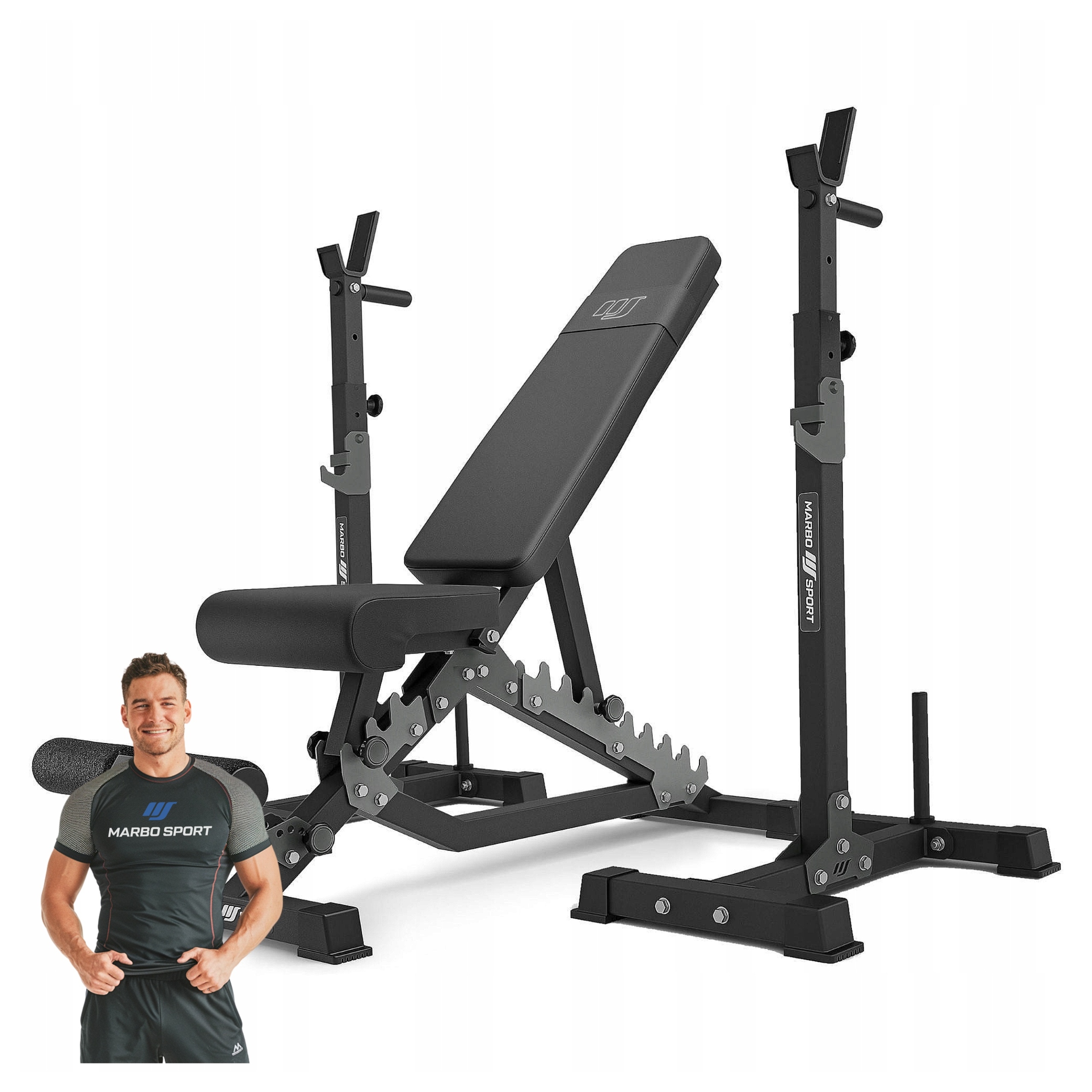 Sada MS34 2.0 oboustranná lavička a stojany posilovna cvičení komplet