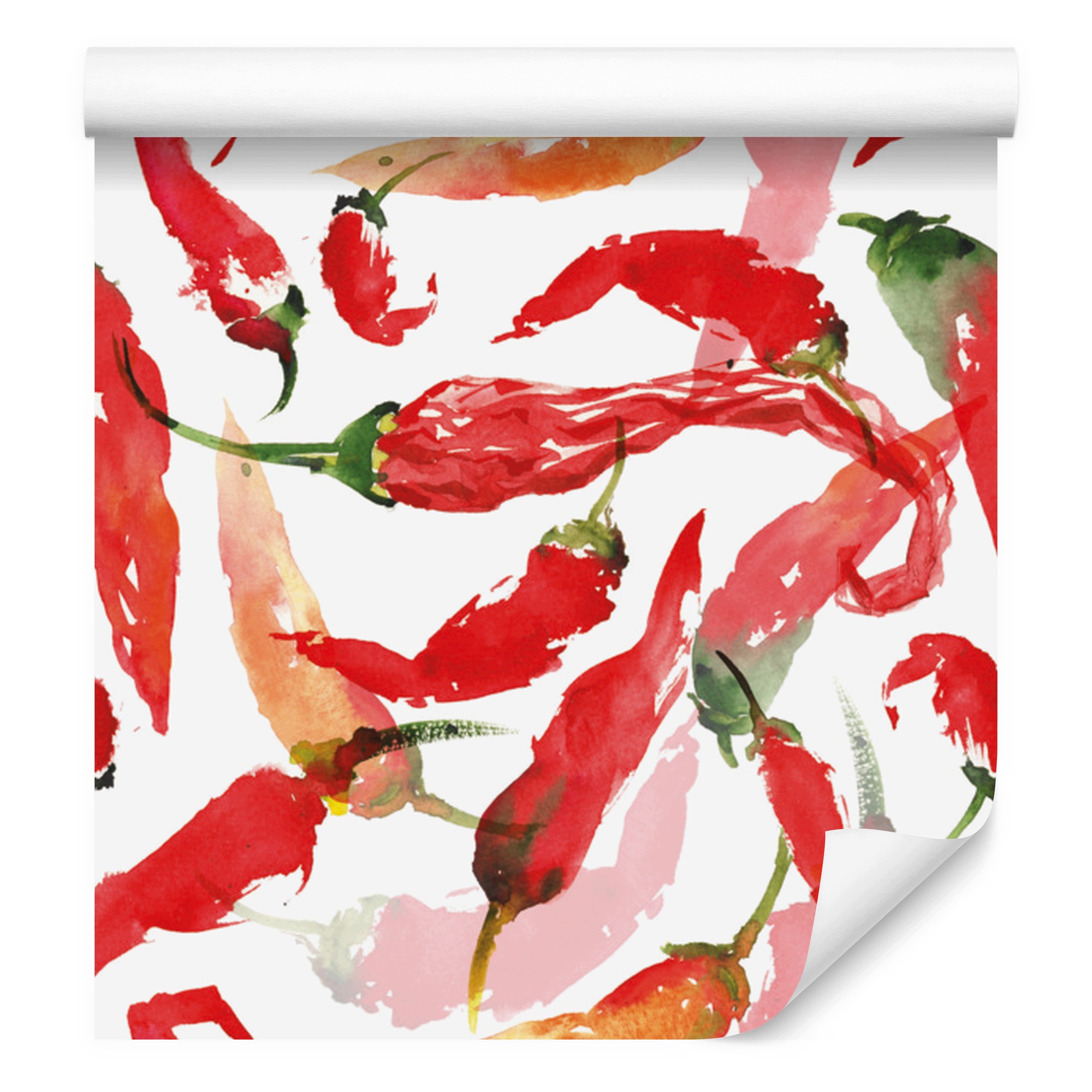 Tapeta Paprika chili v akvarelovém stylu do obývacího pokoje a ložnice 50 x 1000 cm