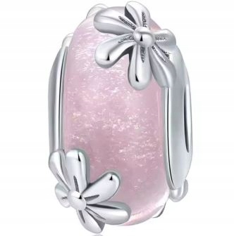 Charms Murano růžový květ sedmikrásky přívěsek beads jaro léto stříbro 925