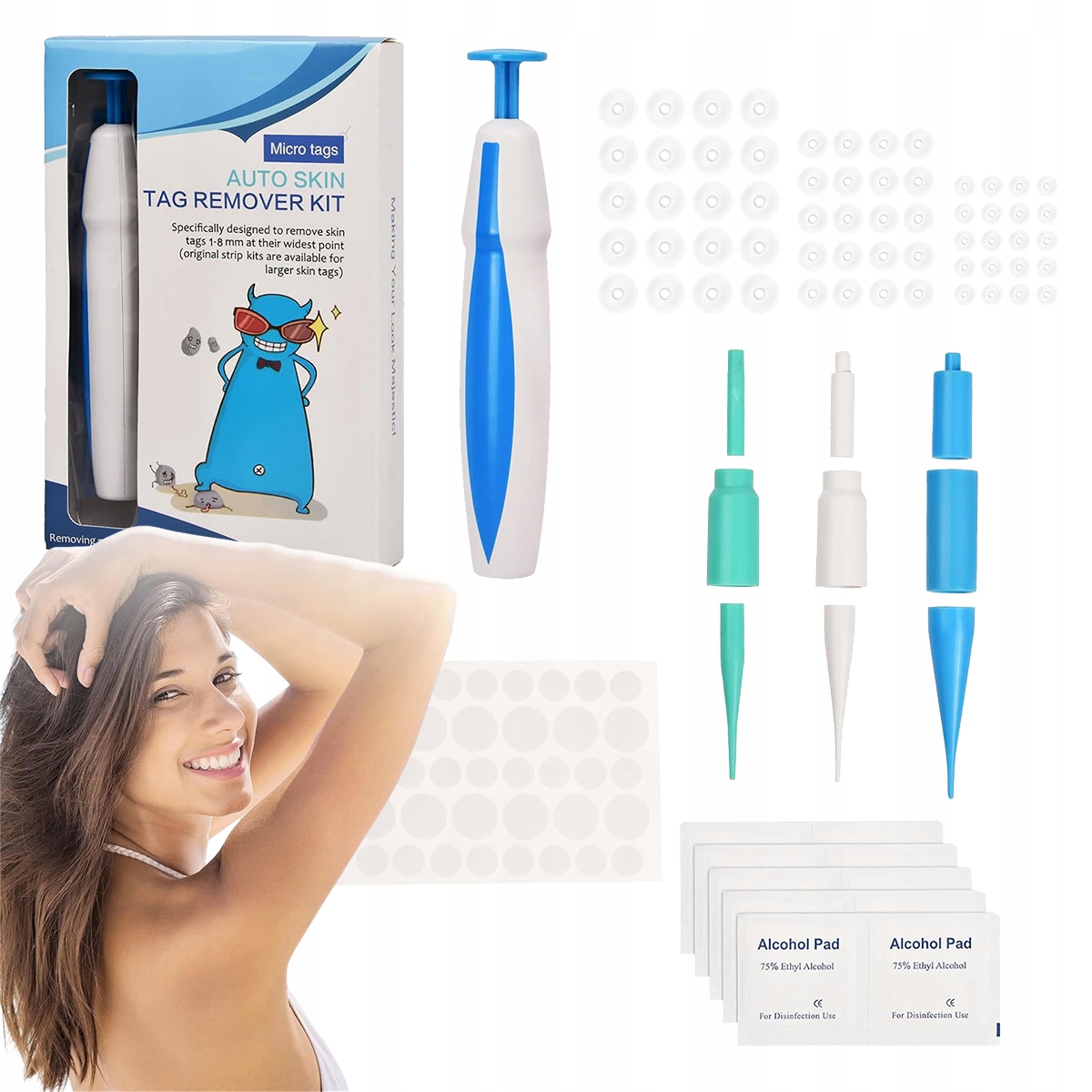 Sada na odstraňování kožních výrůstků Bezbolestné, bezpečné a rychlé 2v1