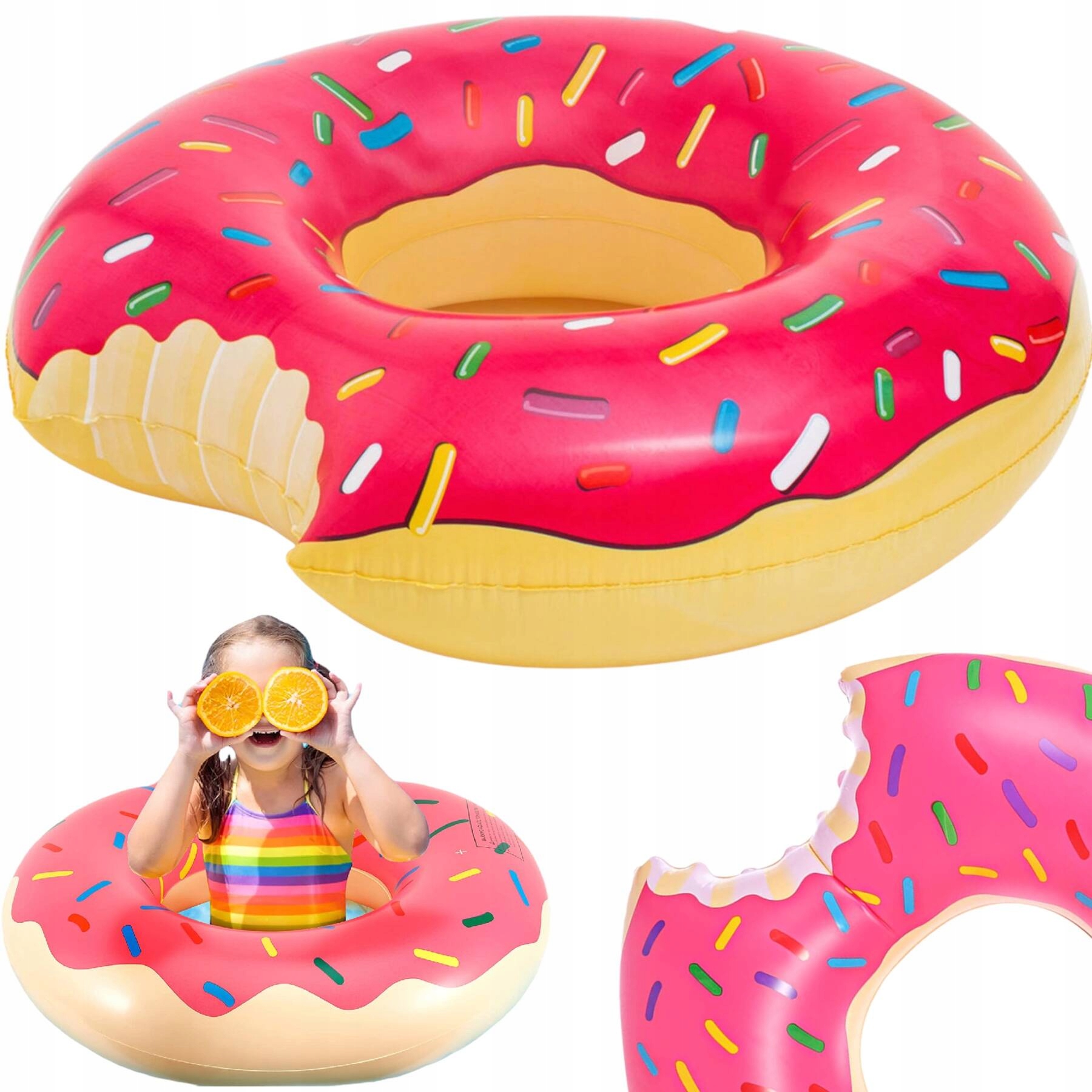 DMUCHANE KOŁO DO PŁYWANIA PĄCZEK DONUT KOLOROWY MATERAC DONAT DLA DZIECI Długość (cm) 70