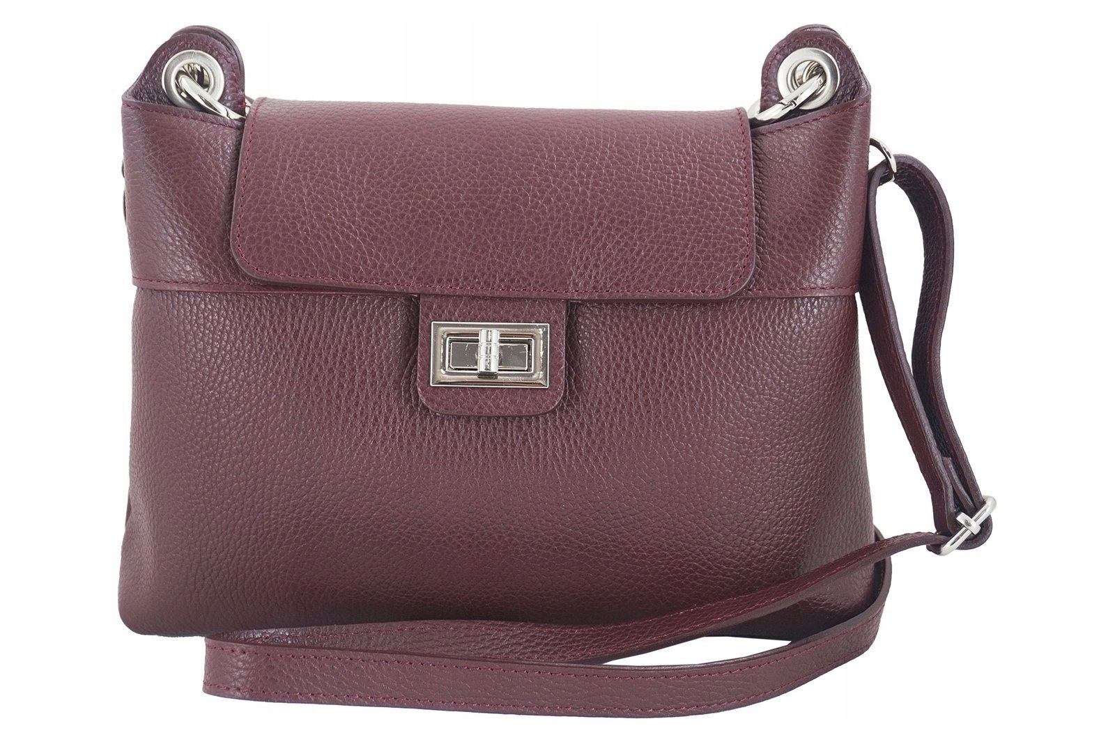Stylová dámská kabelka Přes Rameno kožená crossbody Bordó