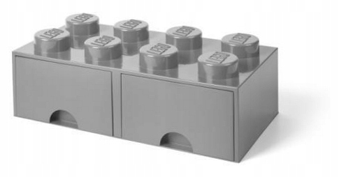 Lego pojemnik klocek z szufladami ósemka szary