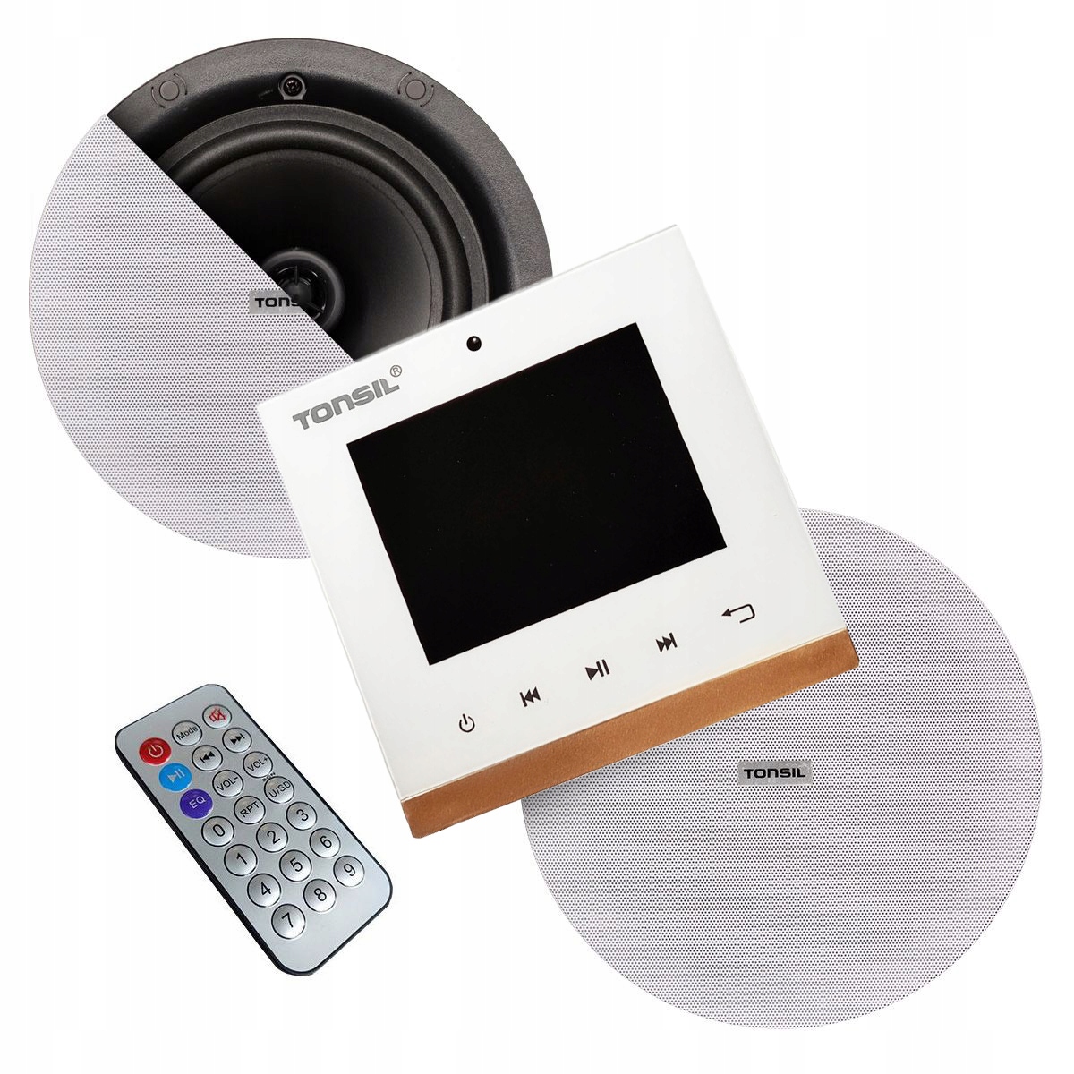 Tonsil 2x stropní reproduktory Zgsu 200S nástěnný zesilovač WS-35 sada